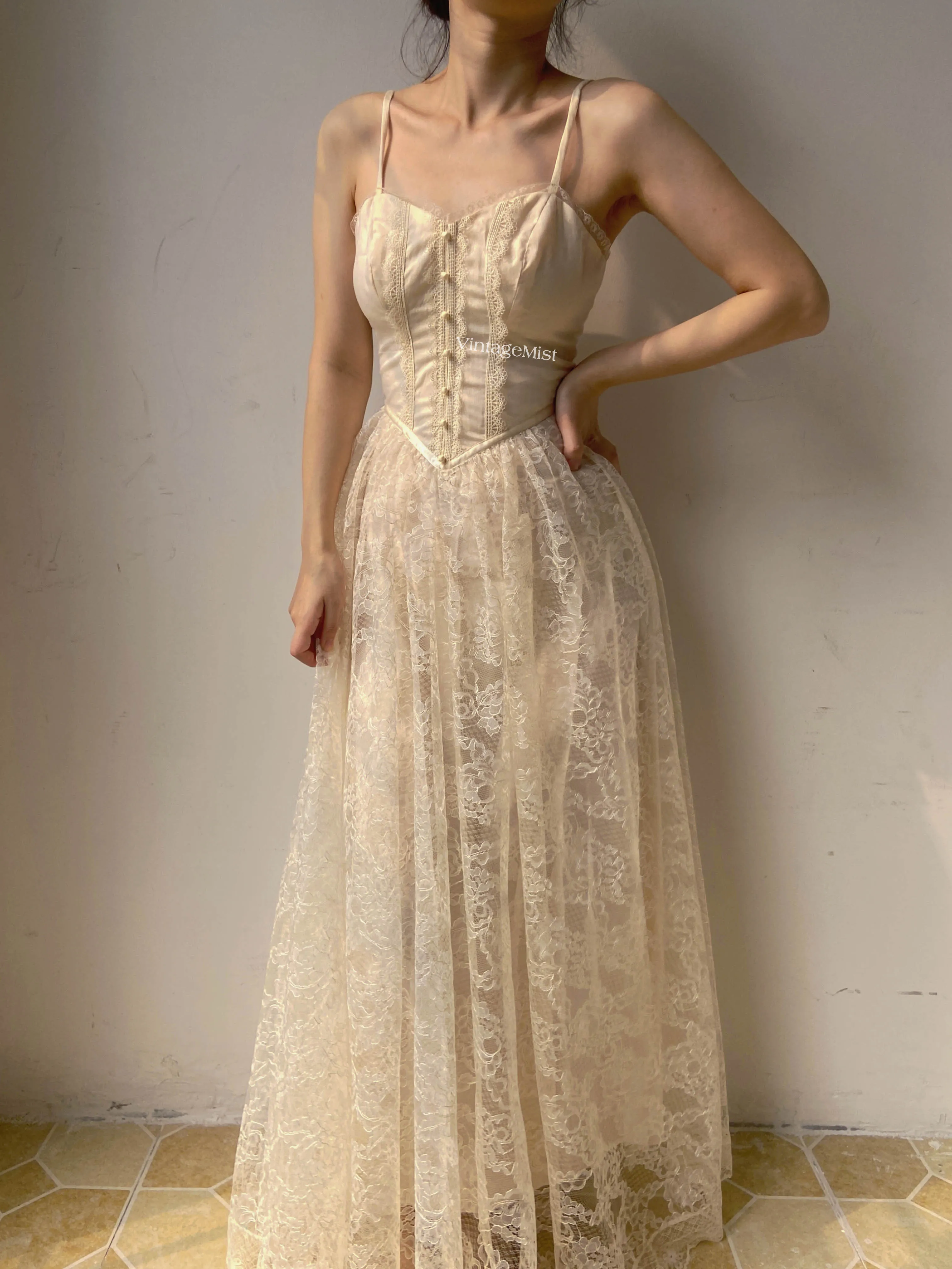 Floral Lace Strap Corset Dress