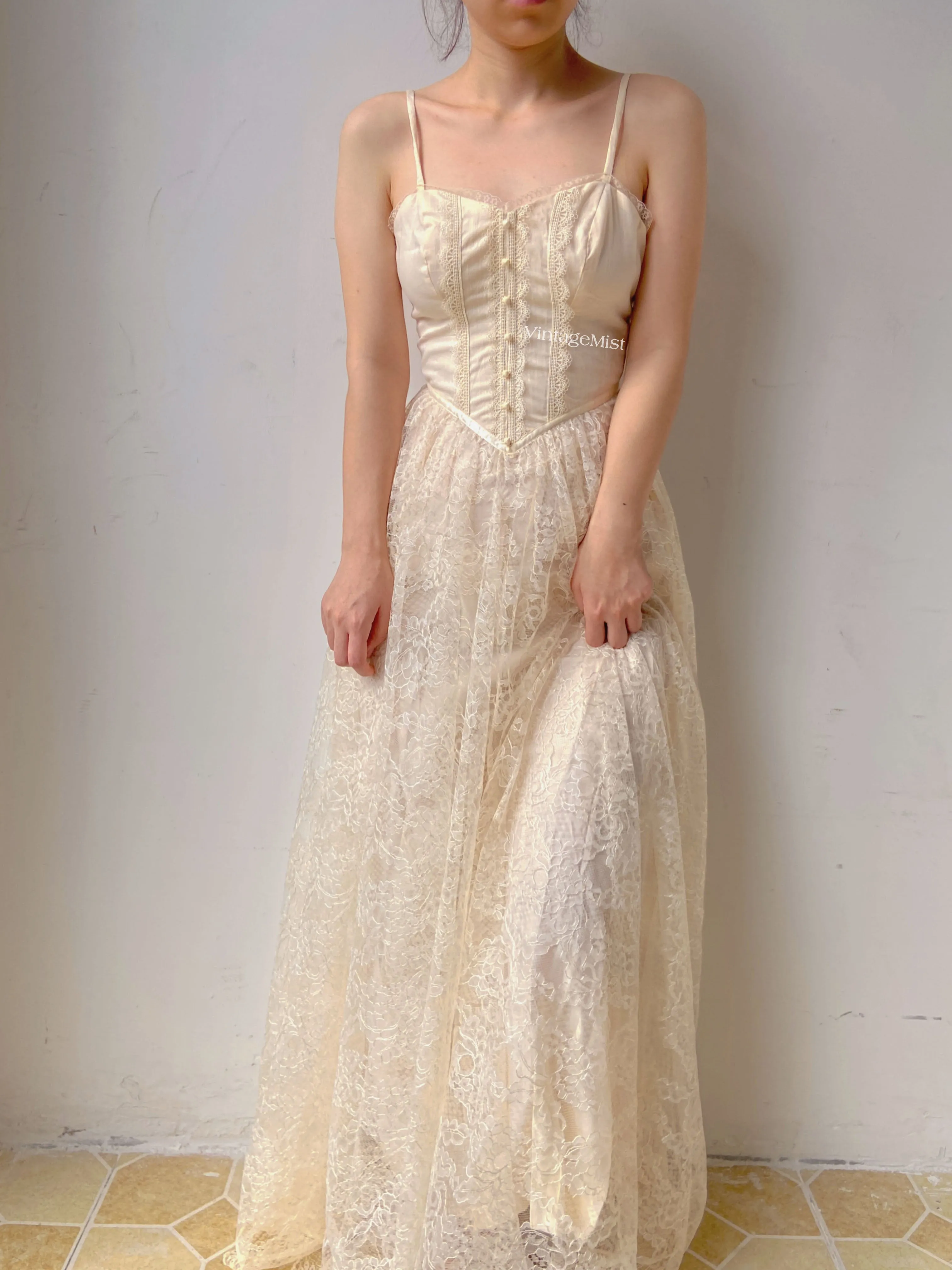 Floral Lace Strap Corset Dress