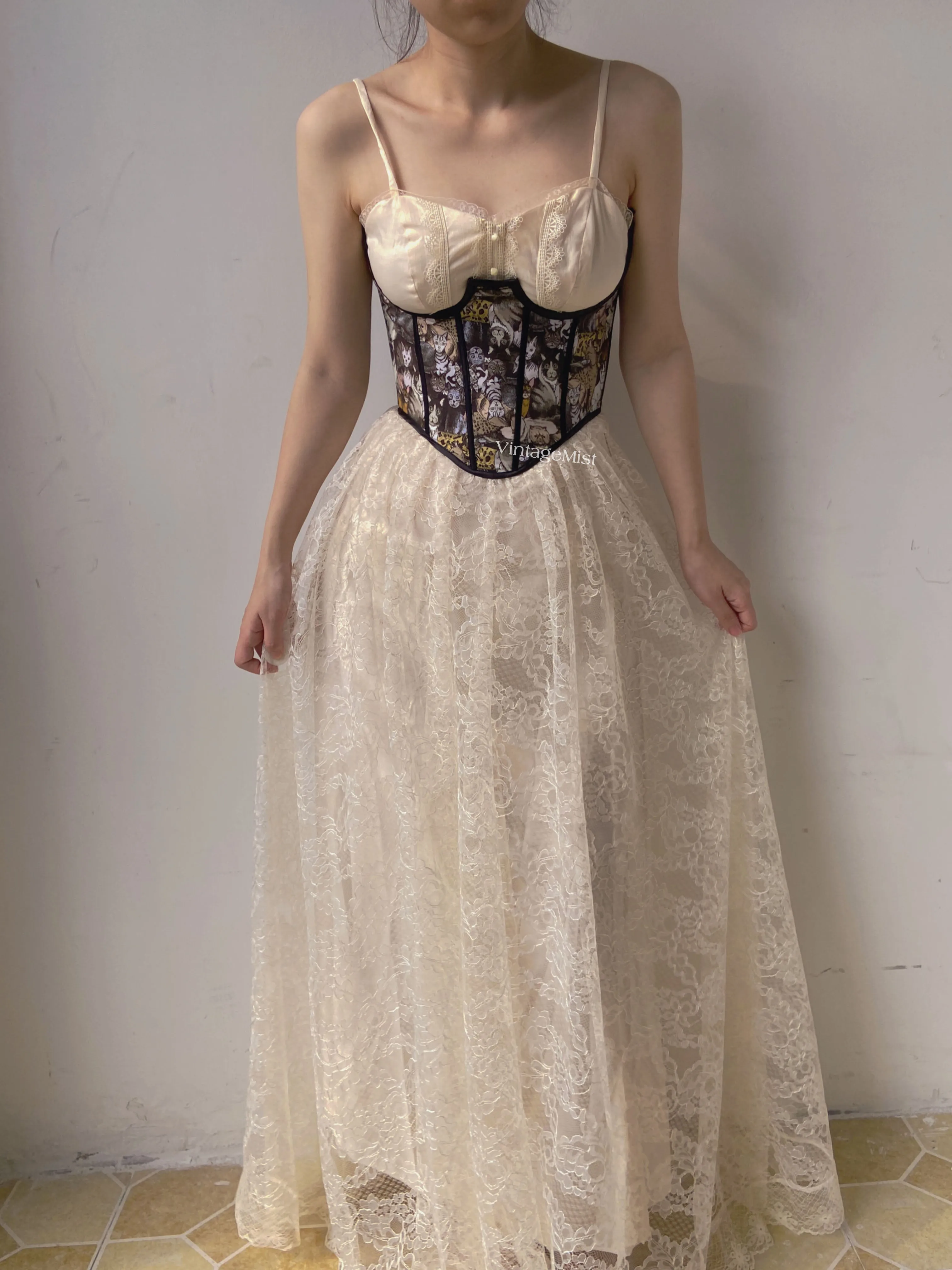 Floral Lace Strap Corset Dress