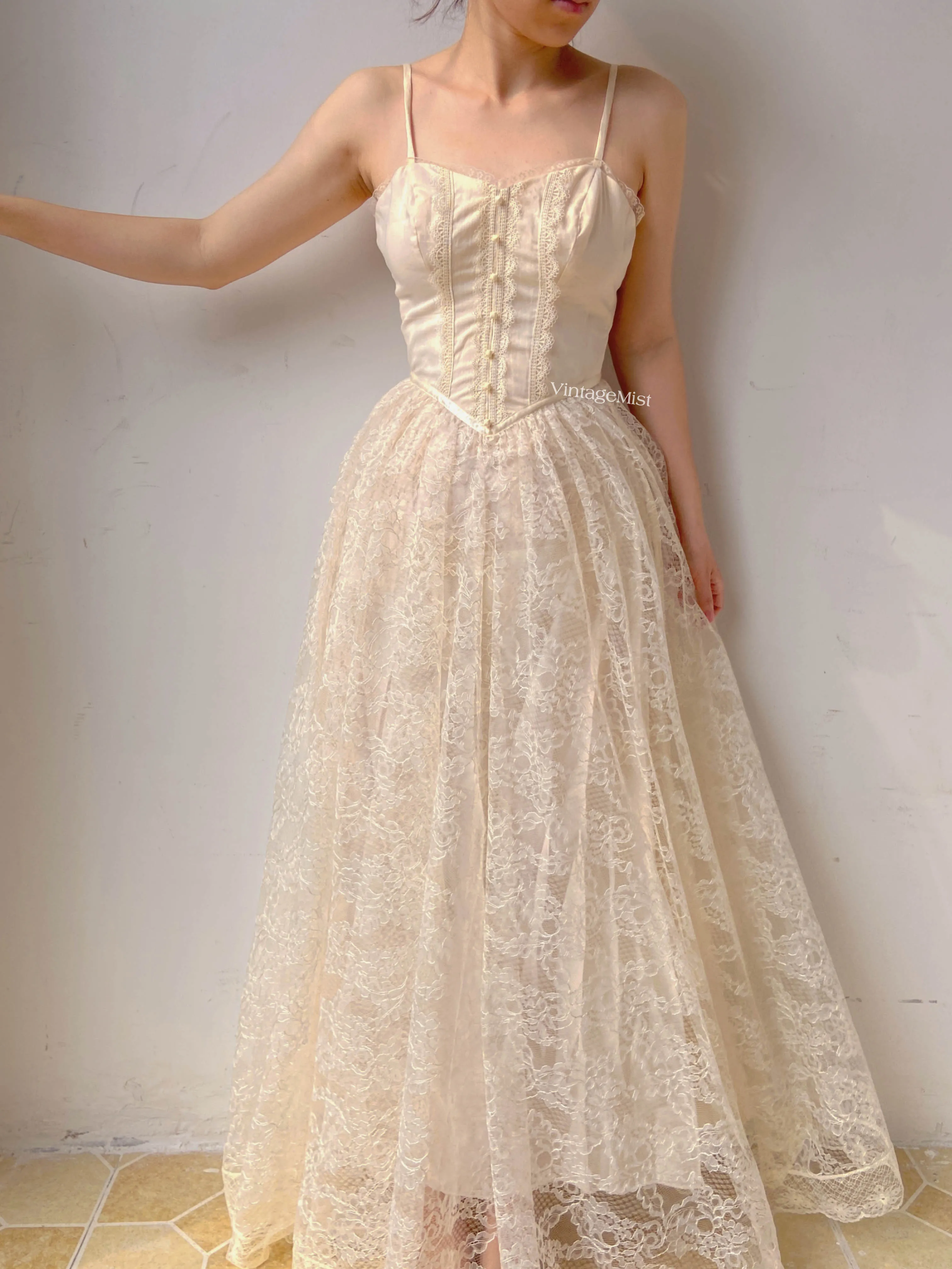 Floral Lace Strap Corset Dress