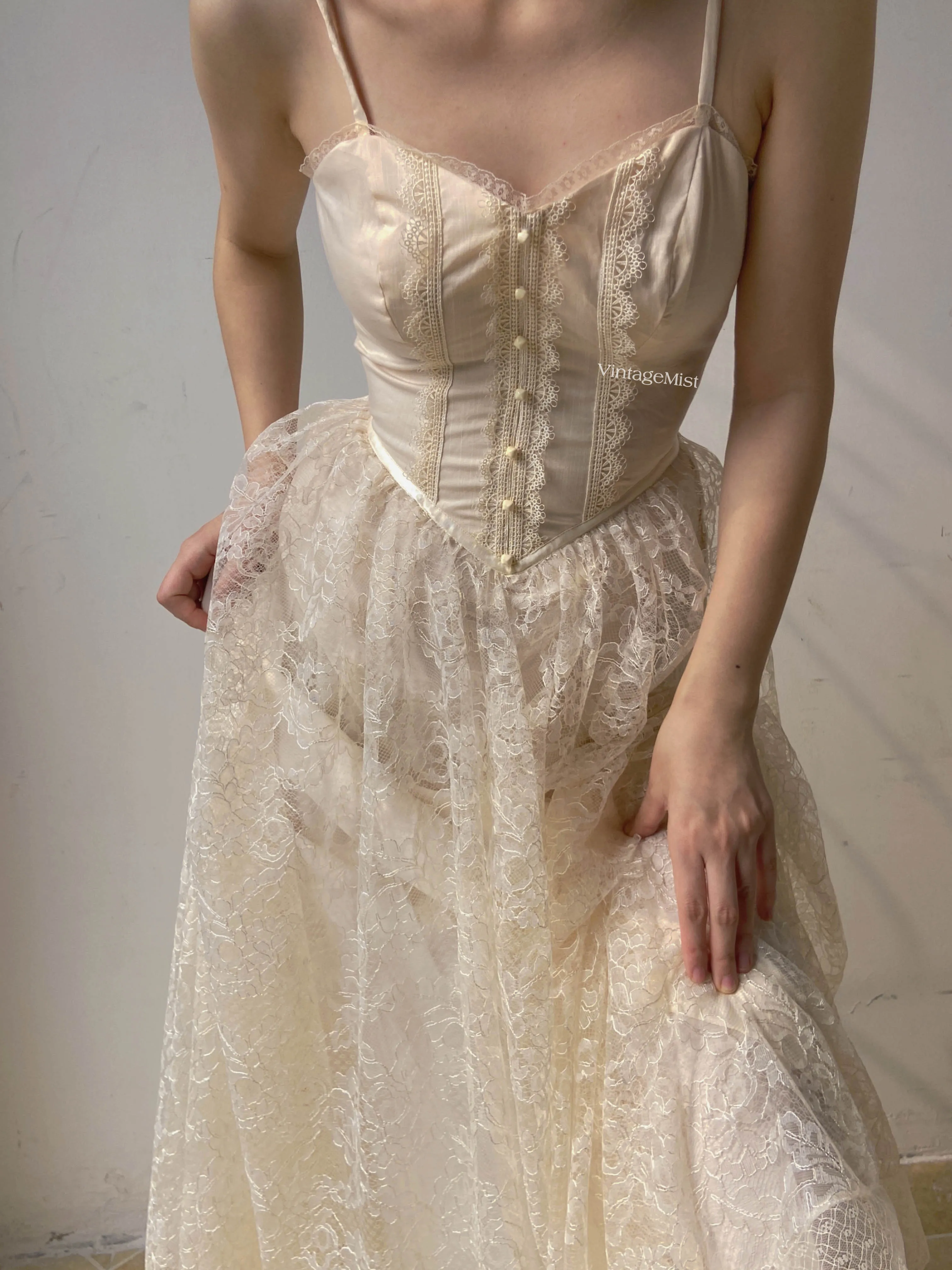 Floral Lace Strap Corset Dress