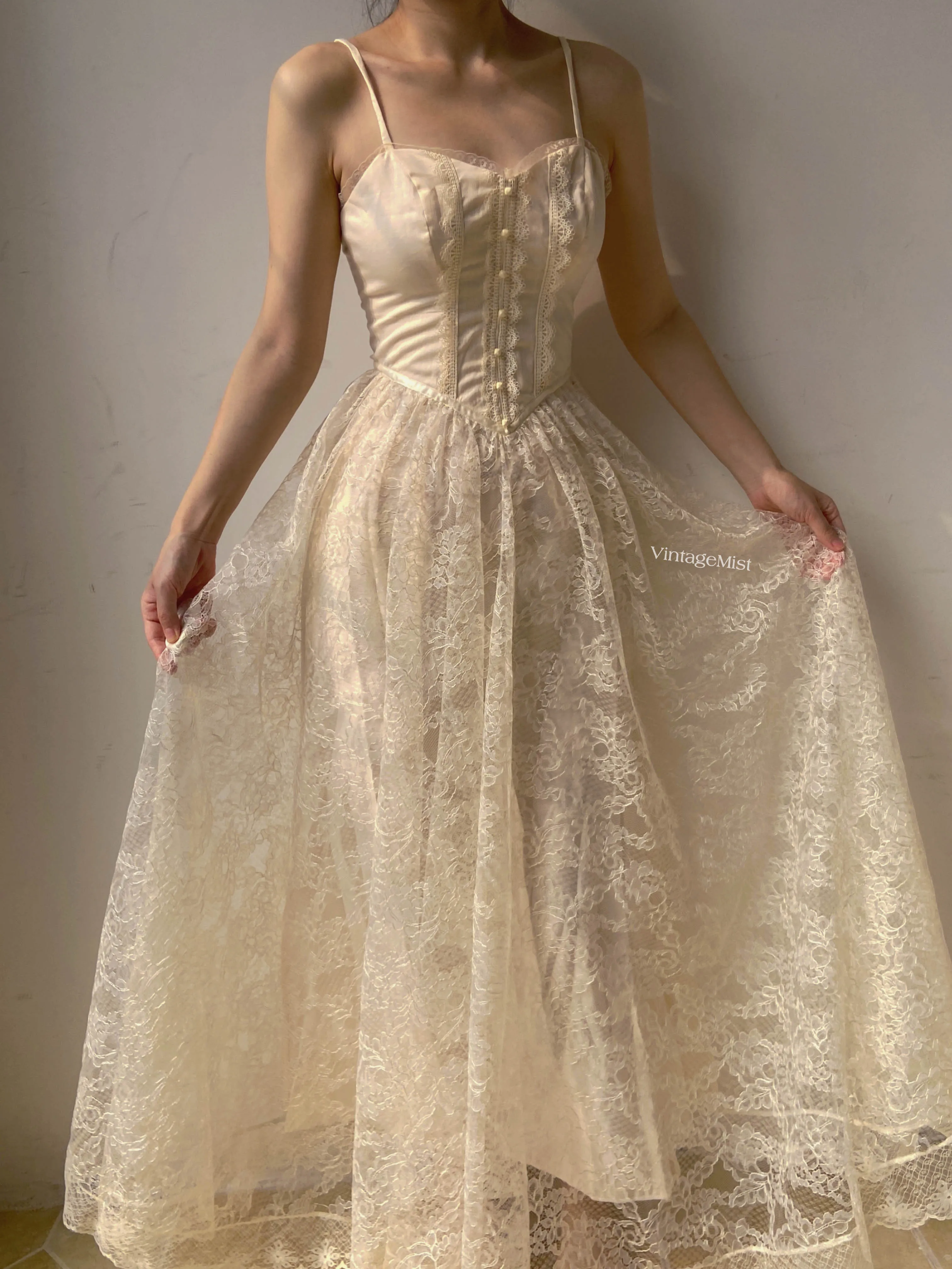 Floral Lace Strap Corset Dress