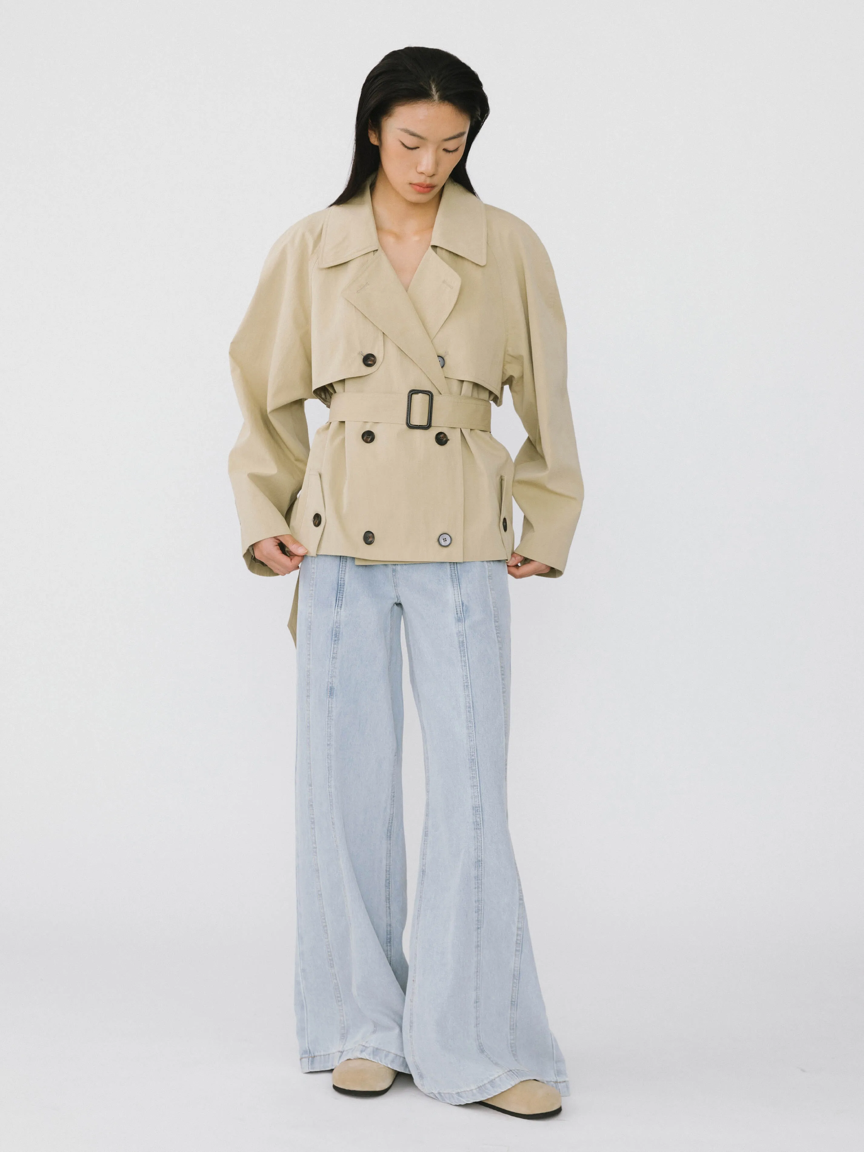 Front Stitch Wide Leg Jeans
