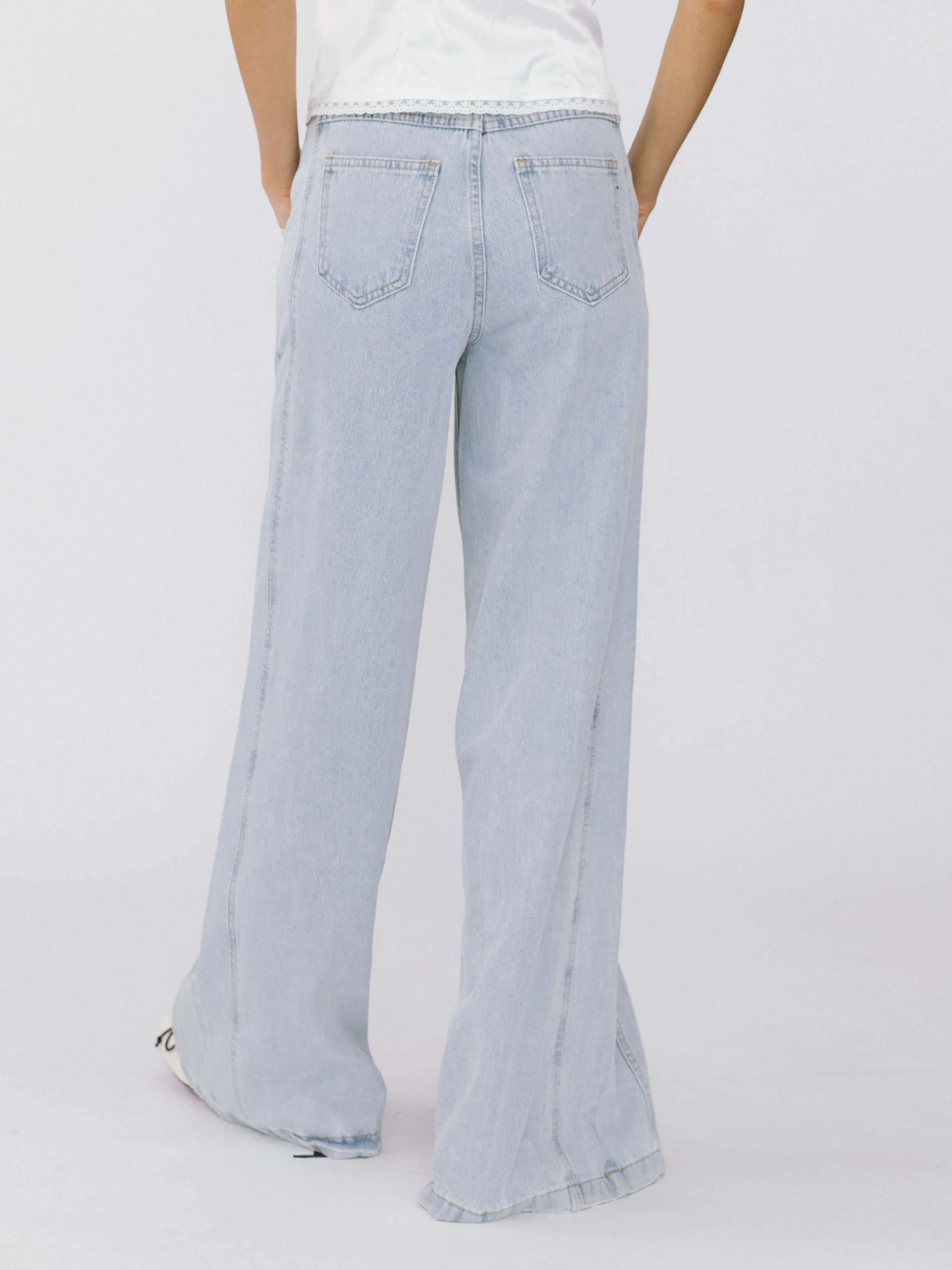 Front Stitch Wide Leg Jeans
