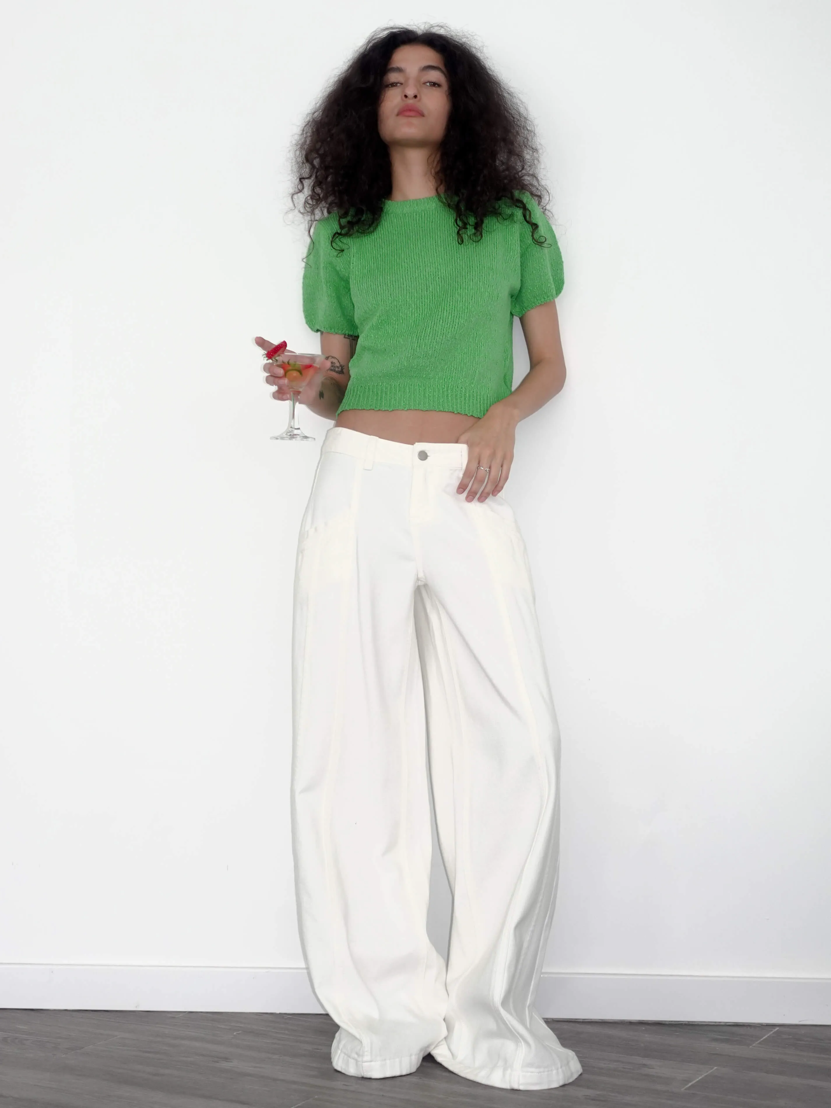 Front Stitch Wide Leg Jeans
