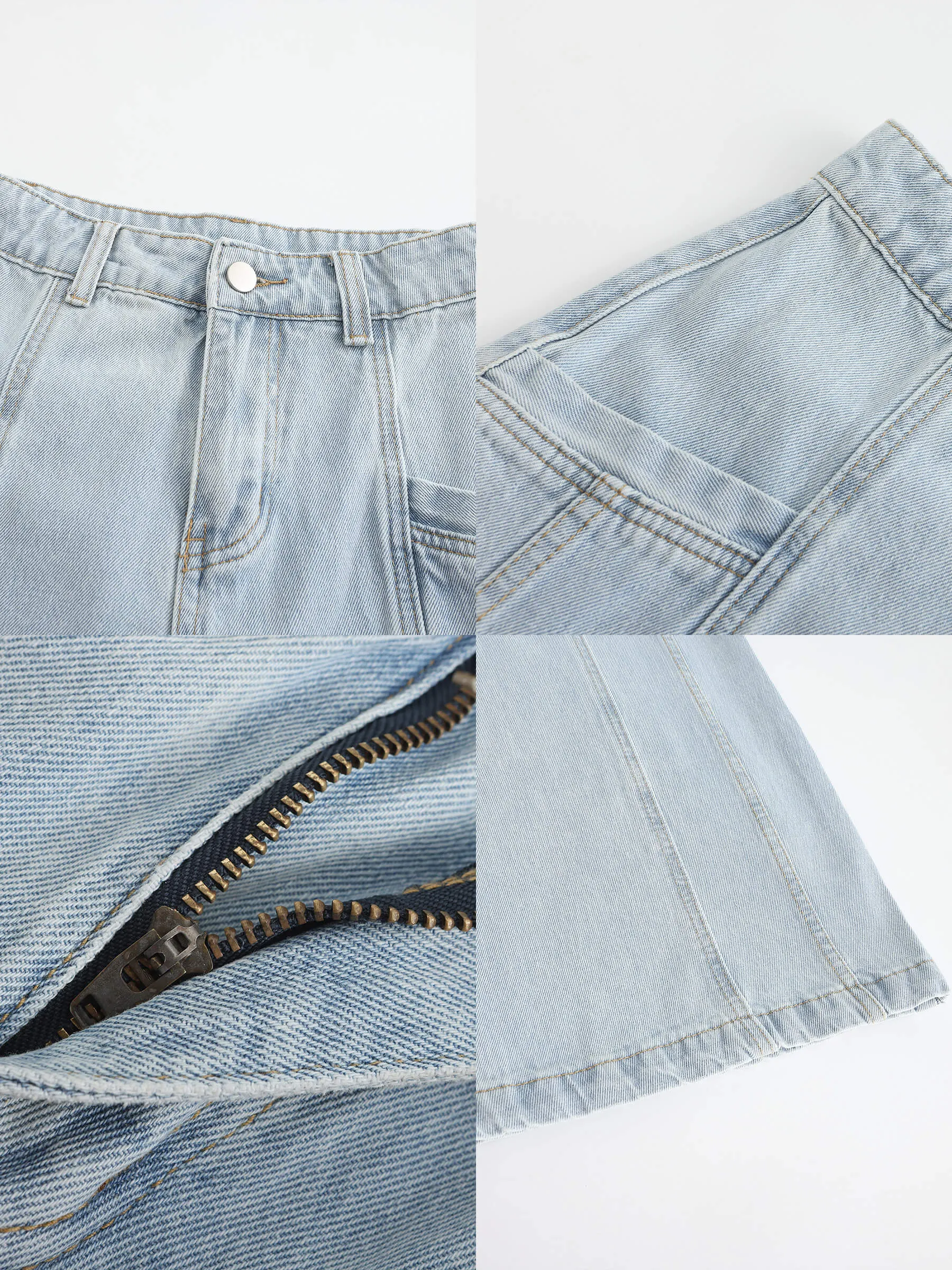 Front Stitch Wide Leg Jeans