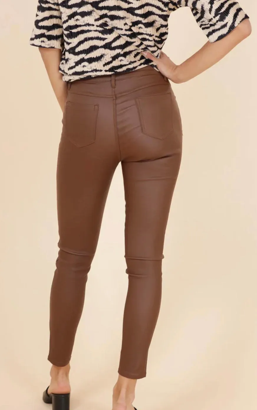 G Smack PU Coated Jeans - Tan (all Sizes)