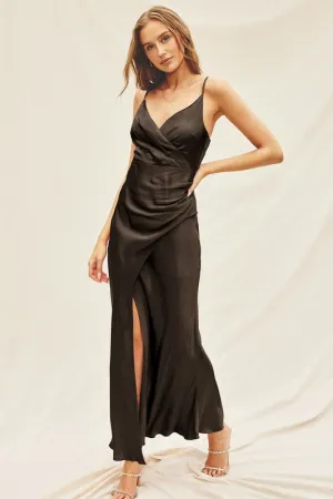 GIULIA - CROSSOVER SATIN DRESS