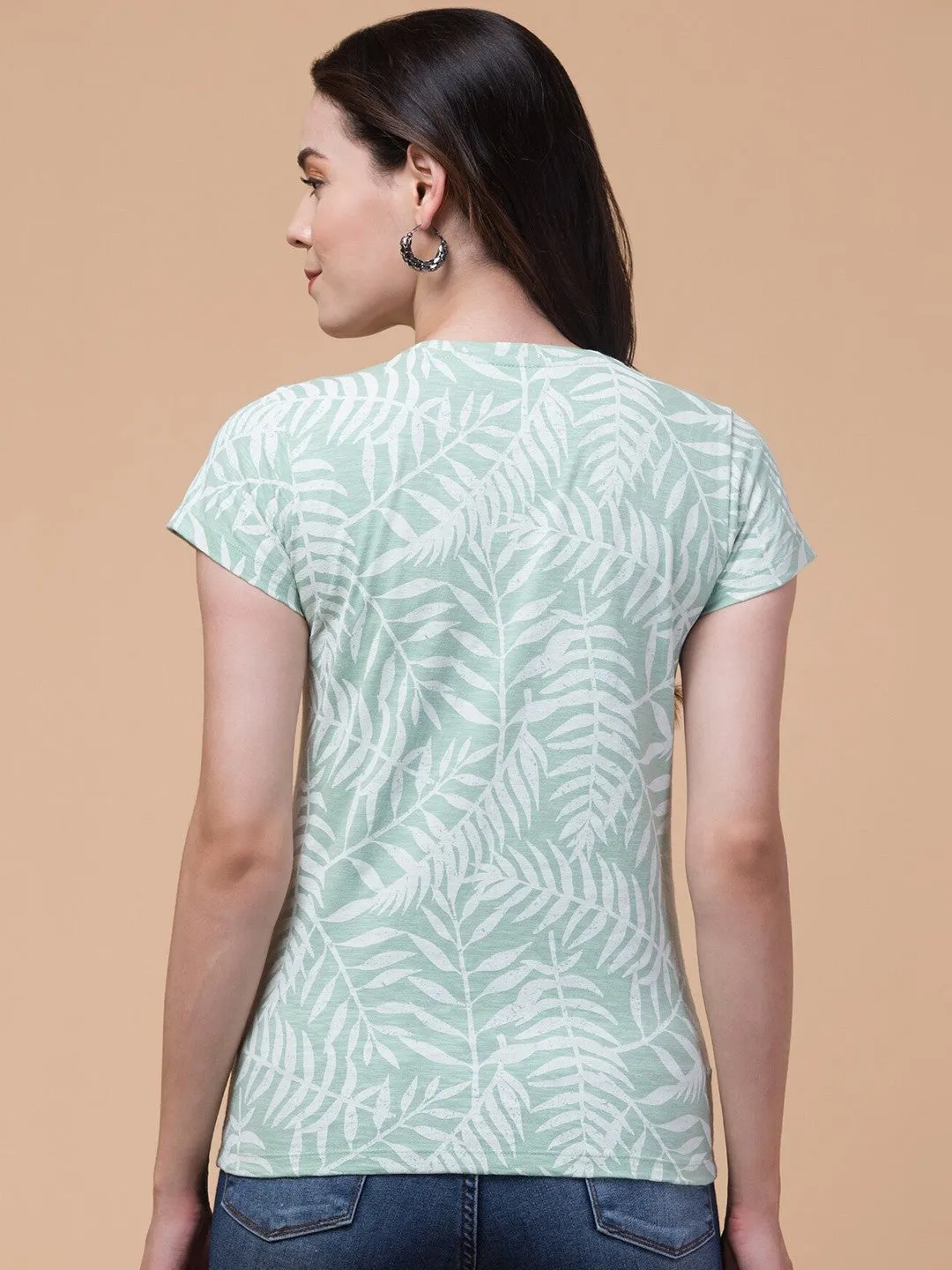 Green Printed Relaxed Fit T-shirt