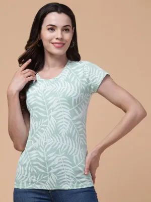 Green Printed Relaxed Fit T-shirt