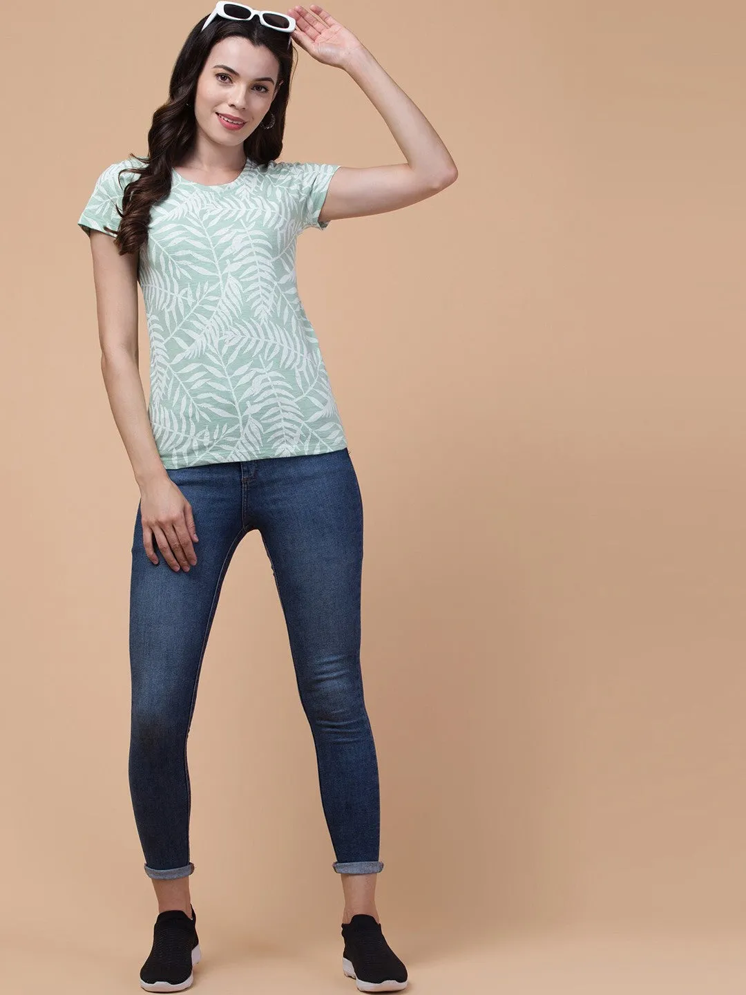 Green Printed Relaxed Fit T-shirt