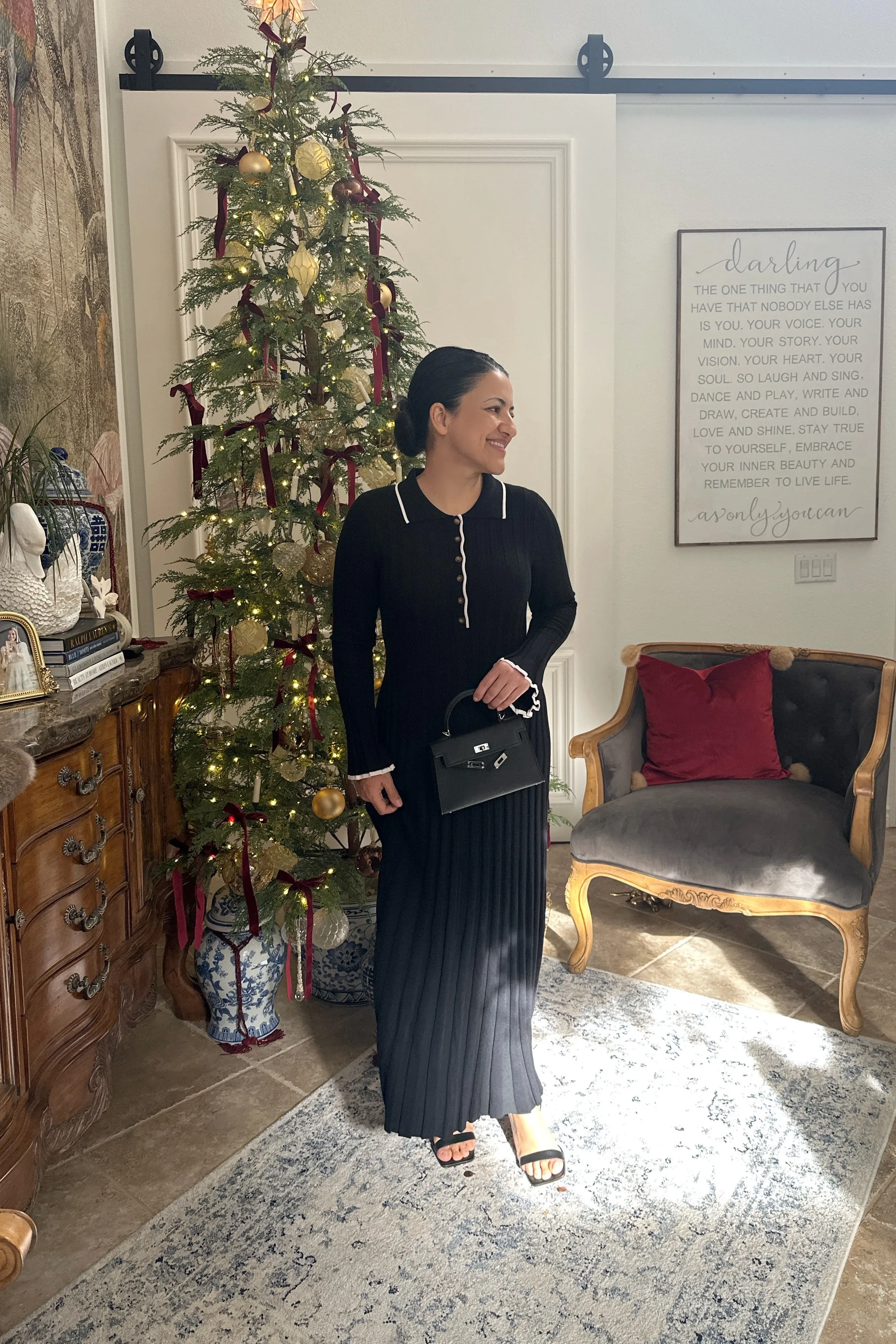 Greer Black Knit Ribbed Maxi Dress