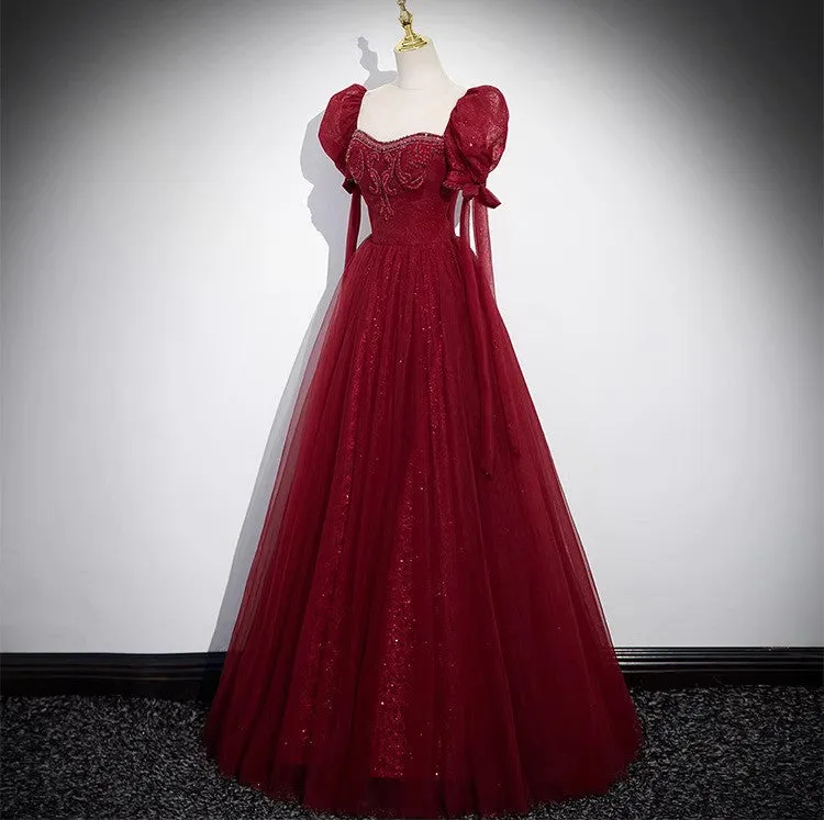 Handmade Retro Ethereal Embellished Tulle Prom Dress Bridal Dress