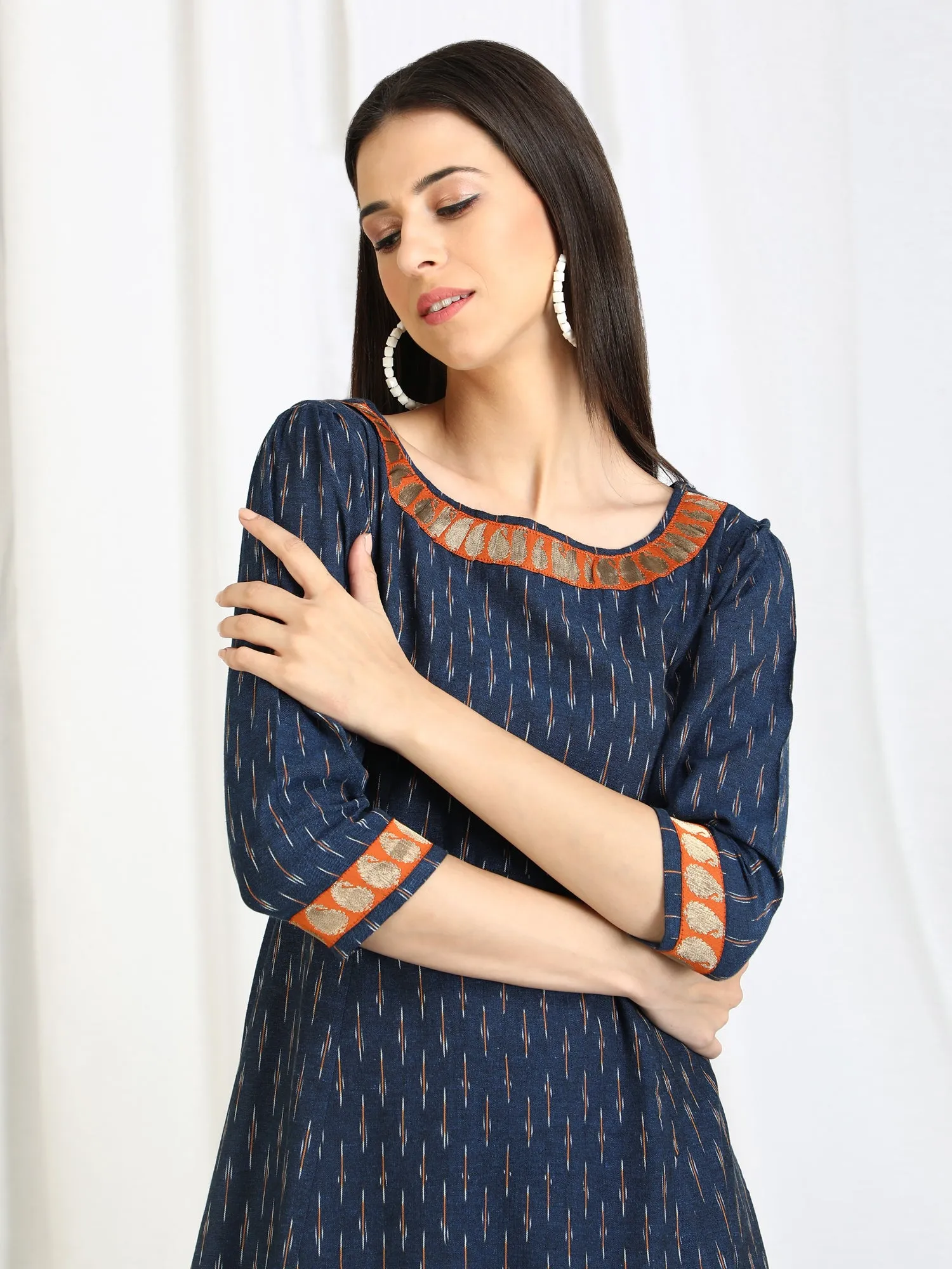 Ikat 'Bluebird' Long Cotton Dress