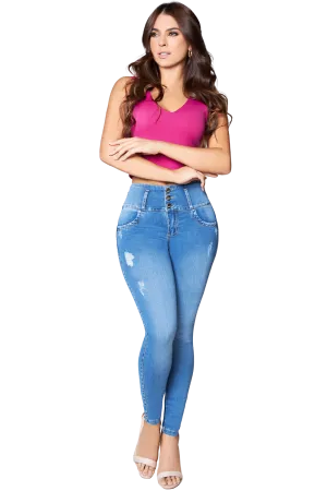 Jackie London Jeans 2307 - High Rise Skinny Push-Up Distressed Jeans