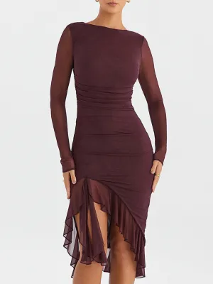 Jamie Ruffle Ruched Midi Dress