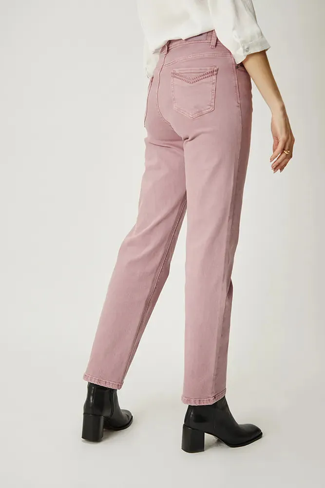 Jeans Mujer Recto Rosa