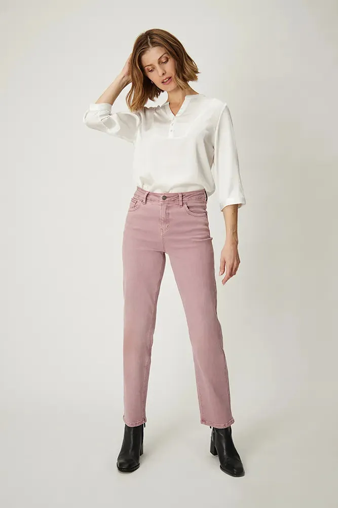 Jeans Mujer Recto Rosa