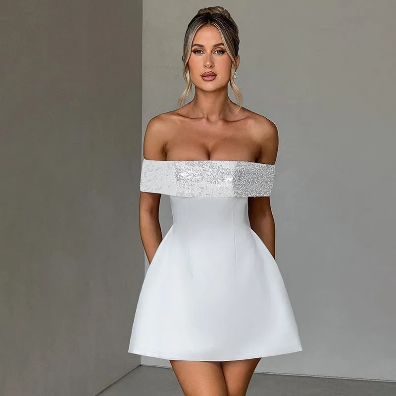 Jessie Off-shoulder Sequins Strapless Sexy Mini Dress