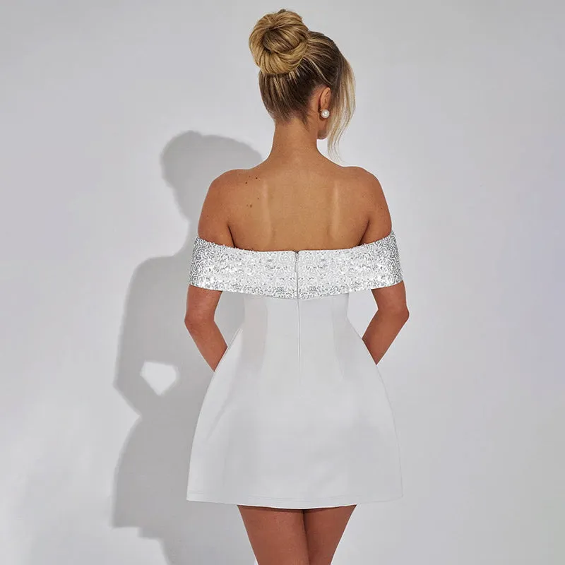 Jessie Off-shoulder Sequins Strapless Sexy Mini Dress
