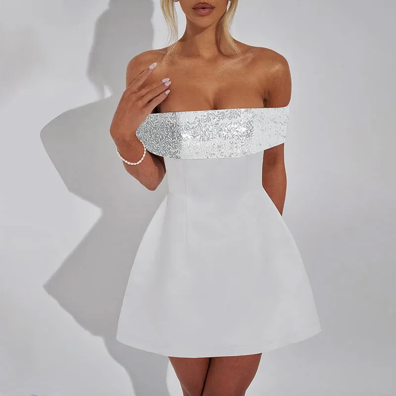 Jessie Off-shoulder Sequins Strapless Sexy Mini Dress