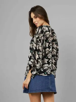 Kimono Short: Grey Floral