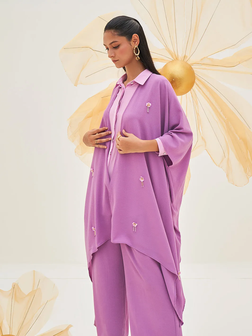 Lavendream Embroidered Cape Shirt