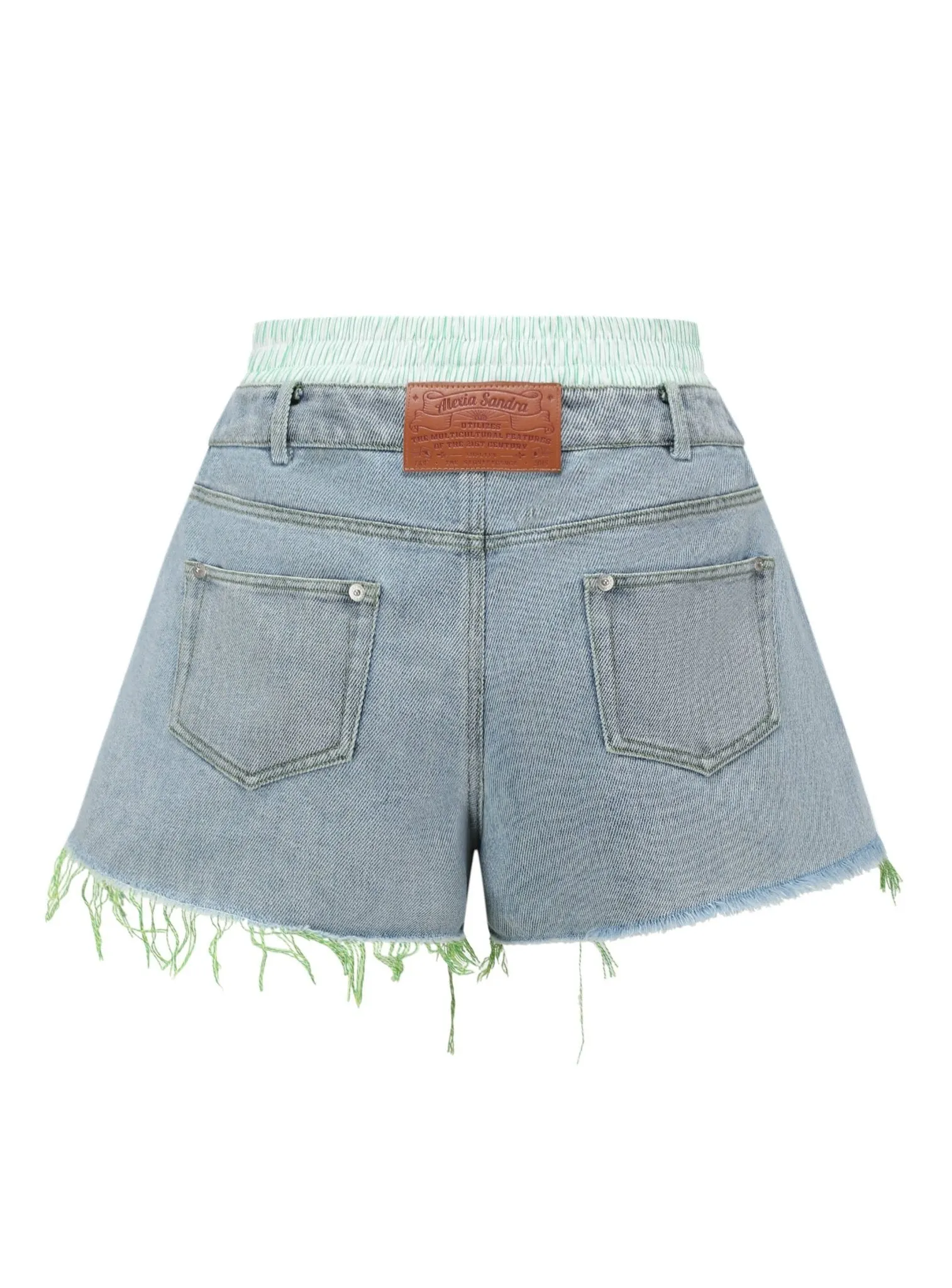 Layered Waist Denim Shorts in Blue