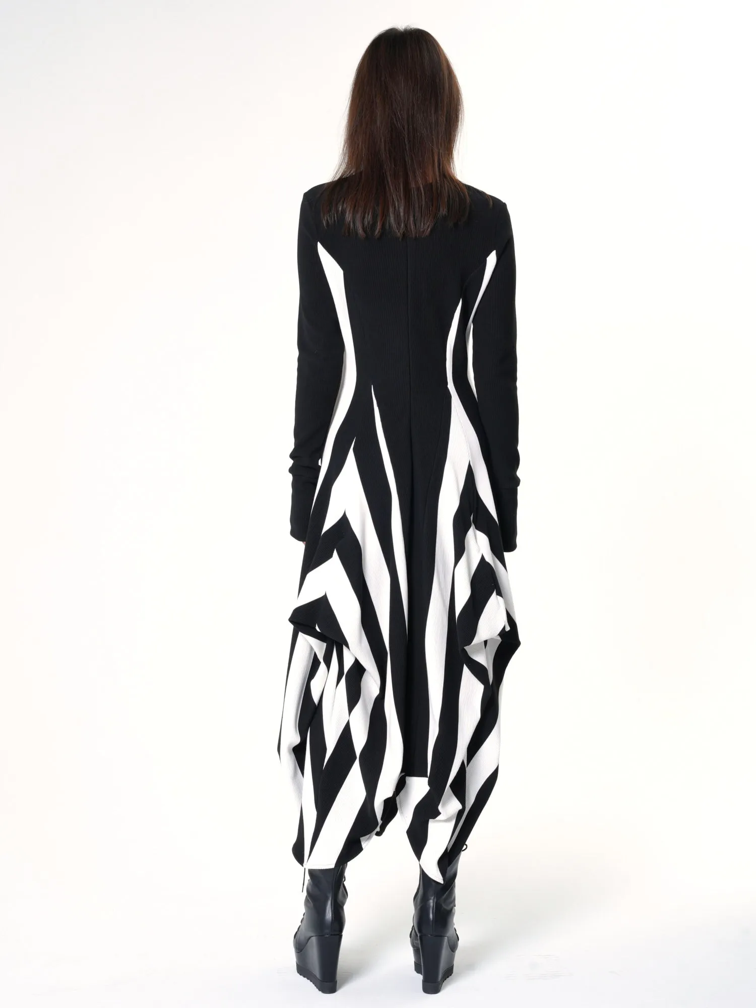 Long Striped Dress In Black and White