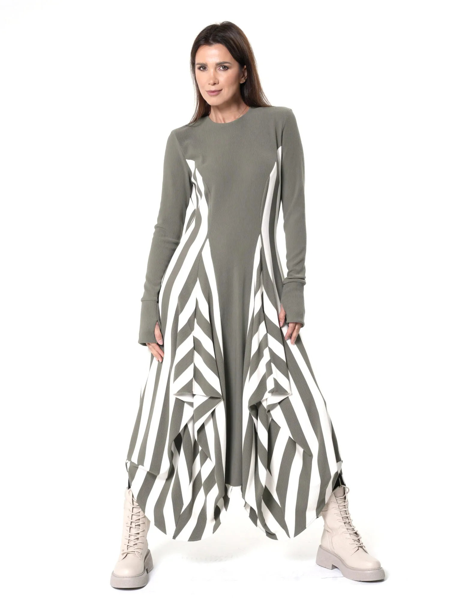 Long Striped Dress In Black and White