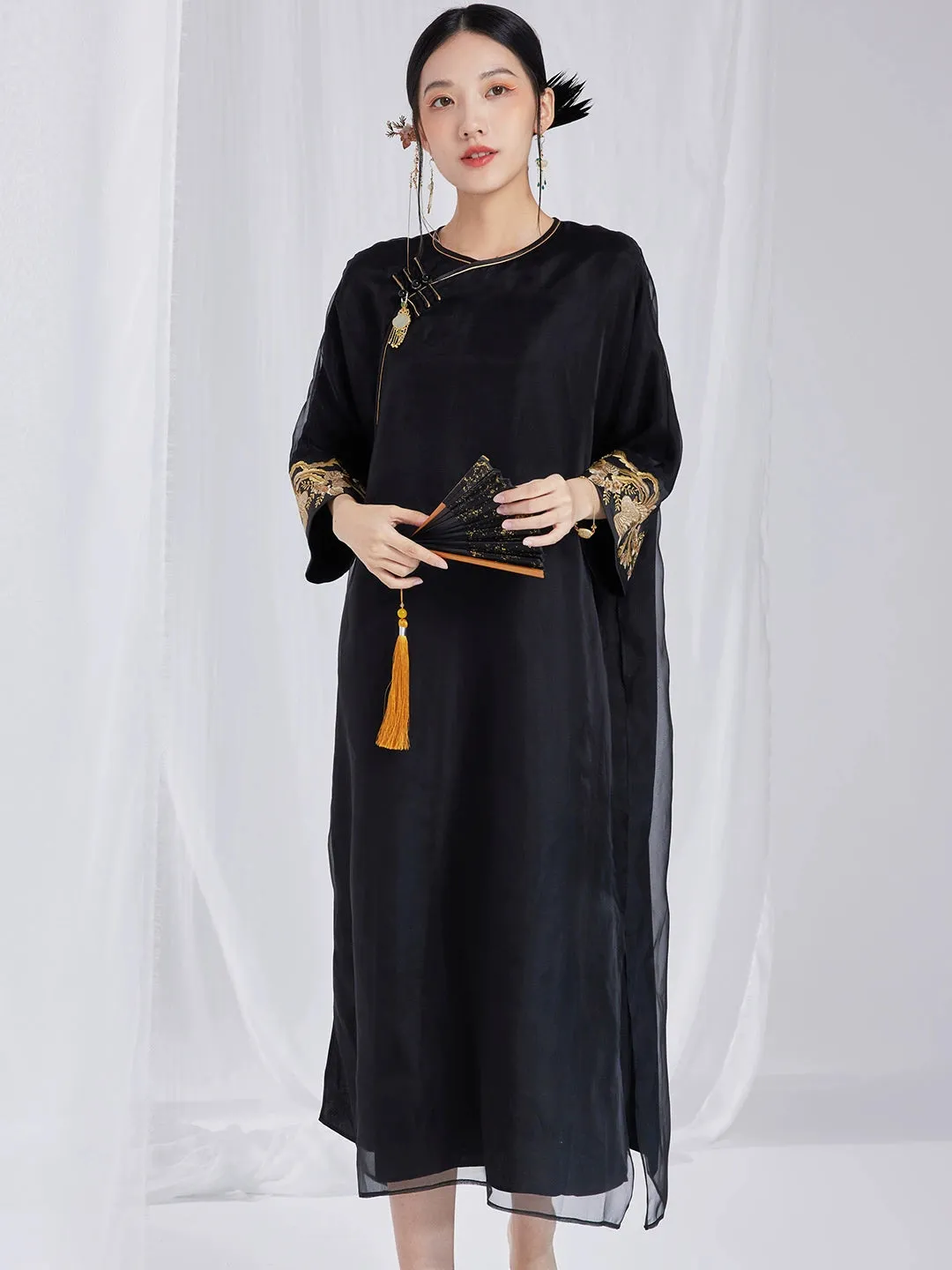 Loose Cheongsam Silk New Chinese Style Dress, Empress