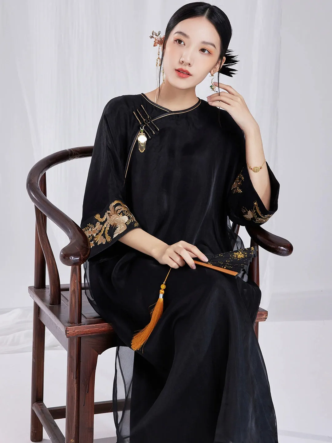 Loose Cheongsam Silk New Chinese Style Dress, Empress