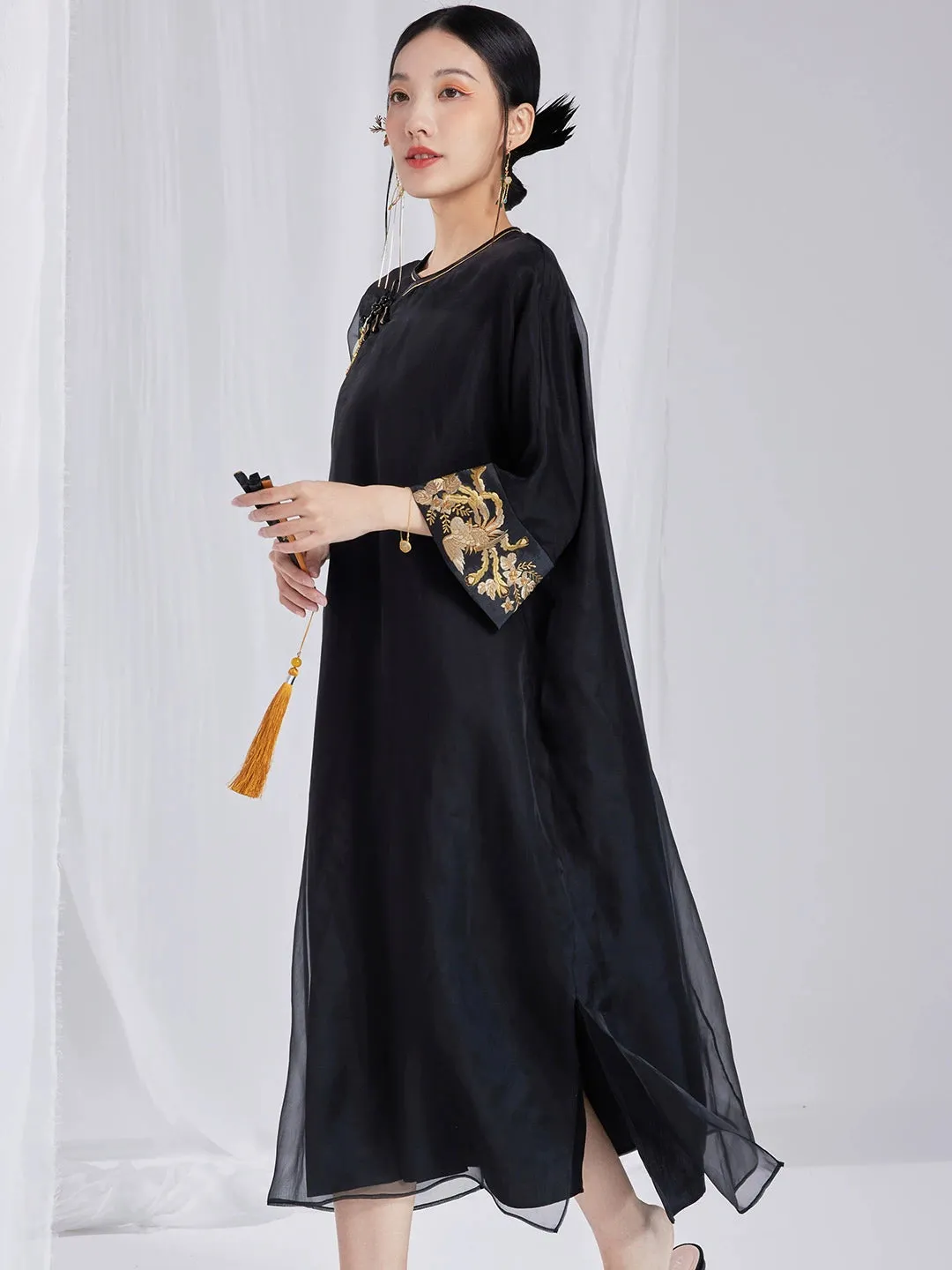 Loose Cheongsam Silk New Chinese Style Dress, Empress