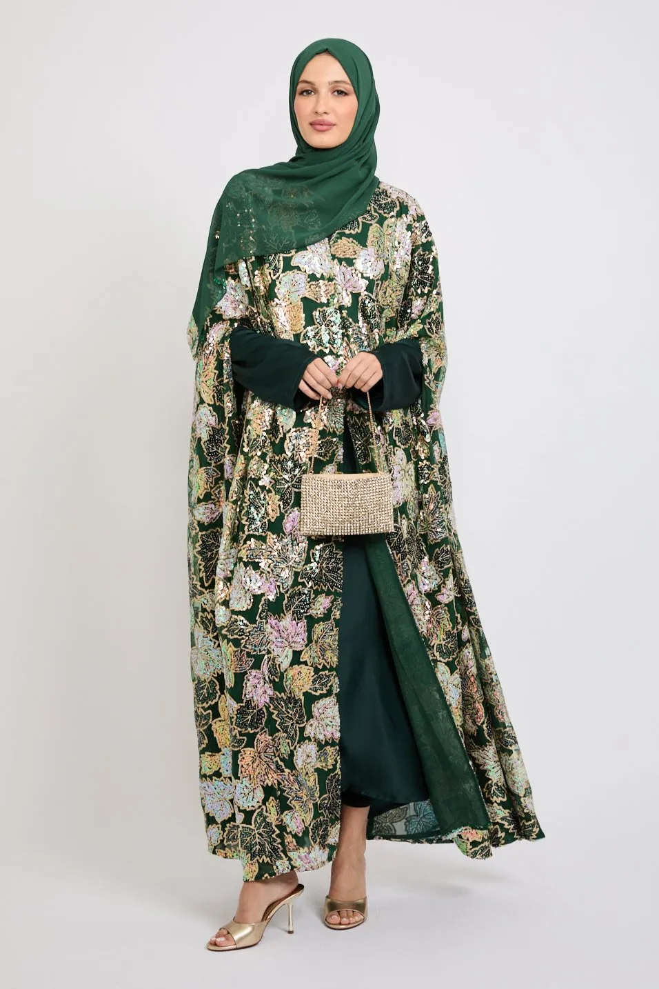 Luxury Sequin Cape - Forest Green - LIMITED EDITION