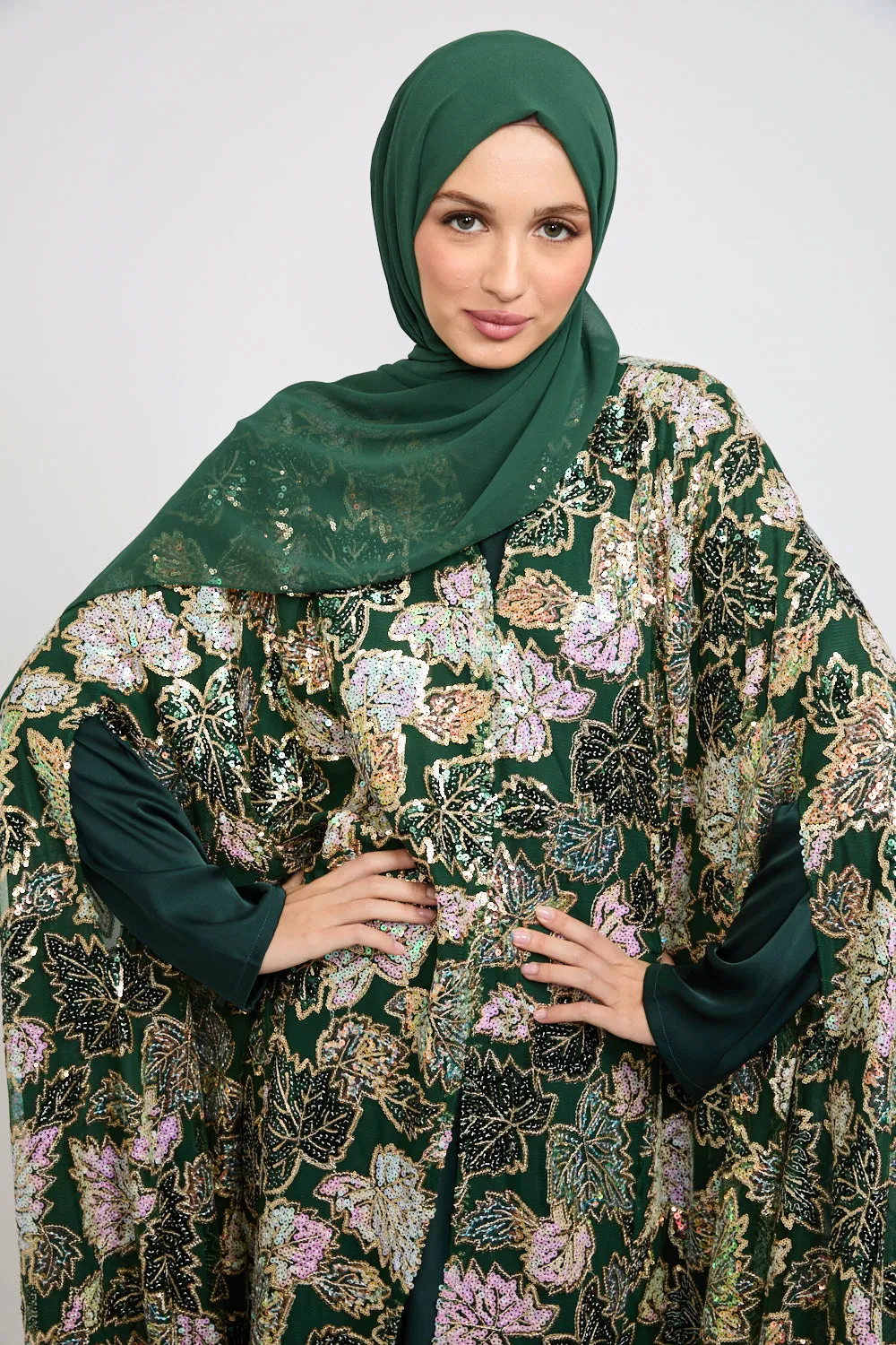 Luxury Sequin Cape - Forest Green - LIMITED EDITION
