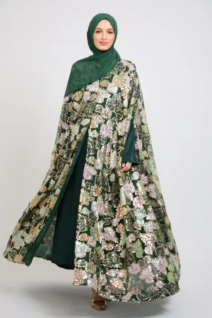 Luxury Sequin Cape - Forest Green - LIMITED EDITION