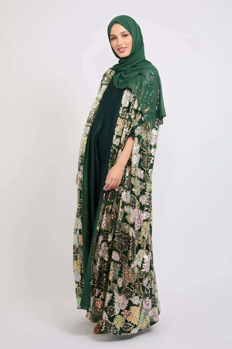 Luxury Sequin Cape - Forest Green - LIMITED EDITION
