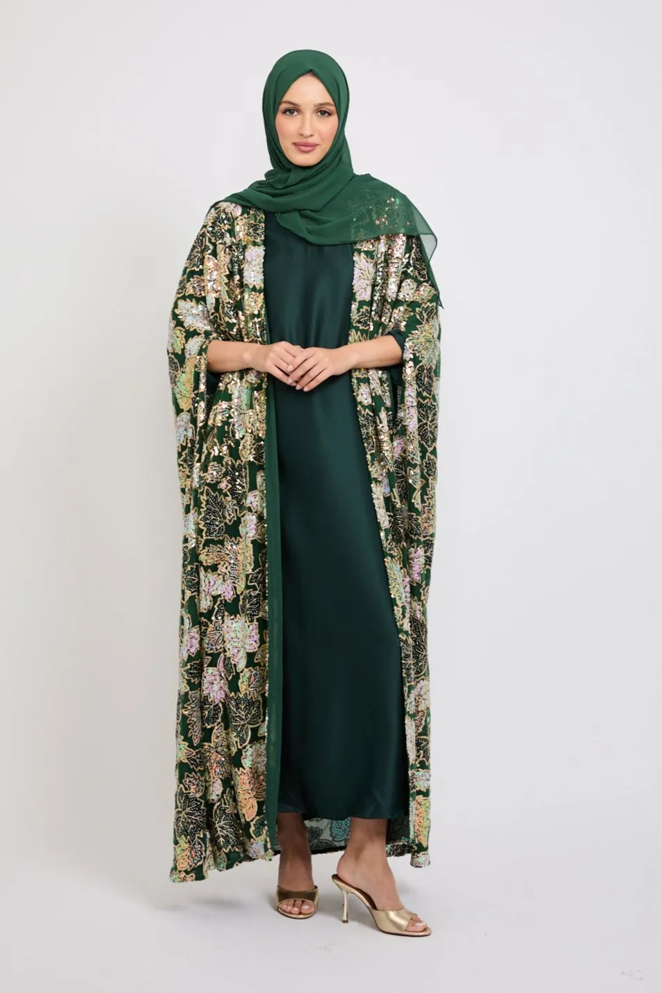 Luxury Sequin Cape - Forest Green - LIMITED EDITION