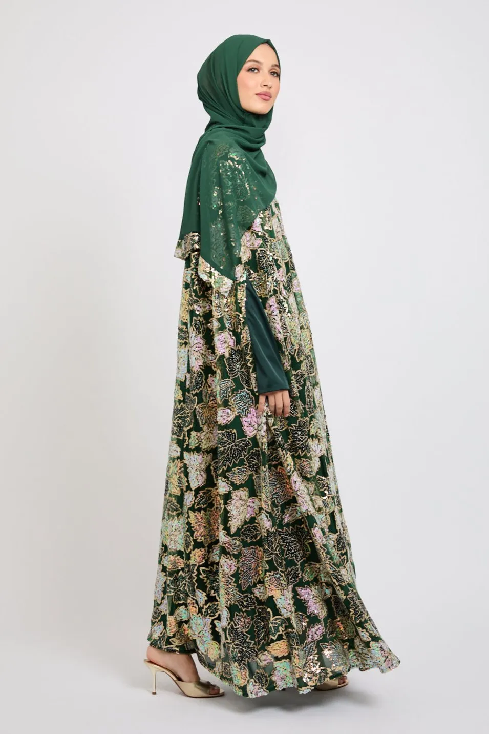 Luxury Sequin Cape - Forest Green - LIMITED EDITION