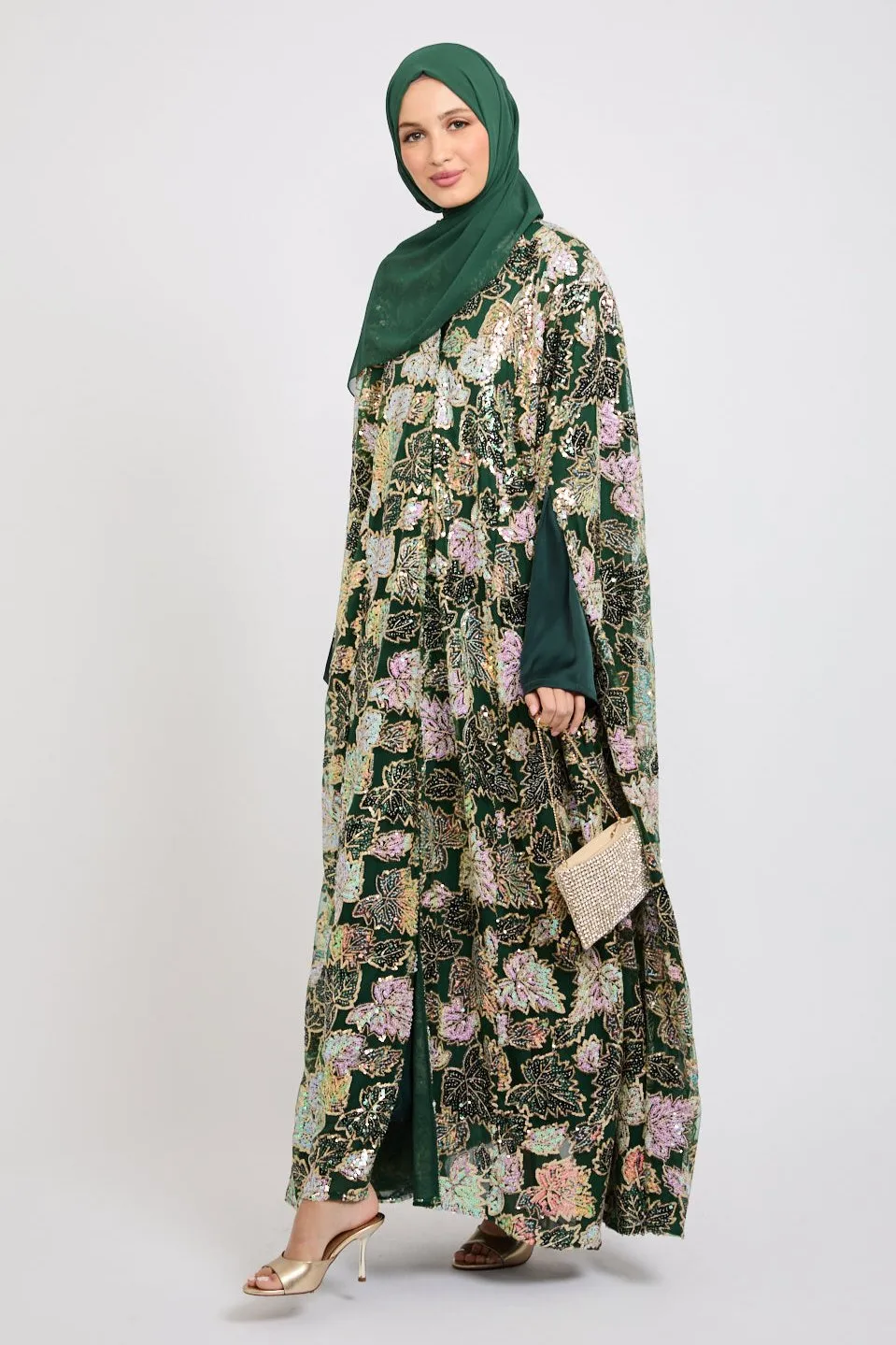 Luxury Sequin Cape - Forest Green - LIMITED EDITION