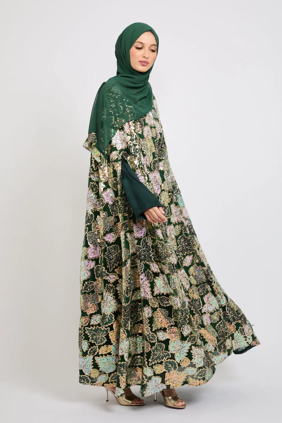 Luxury Sequin Cape - Forest Green - LIMITED EDITION