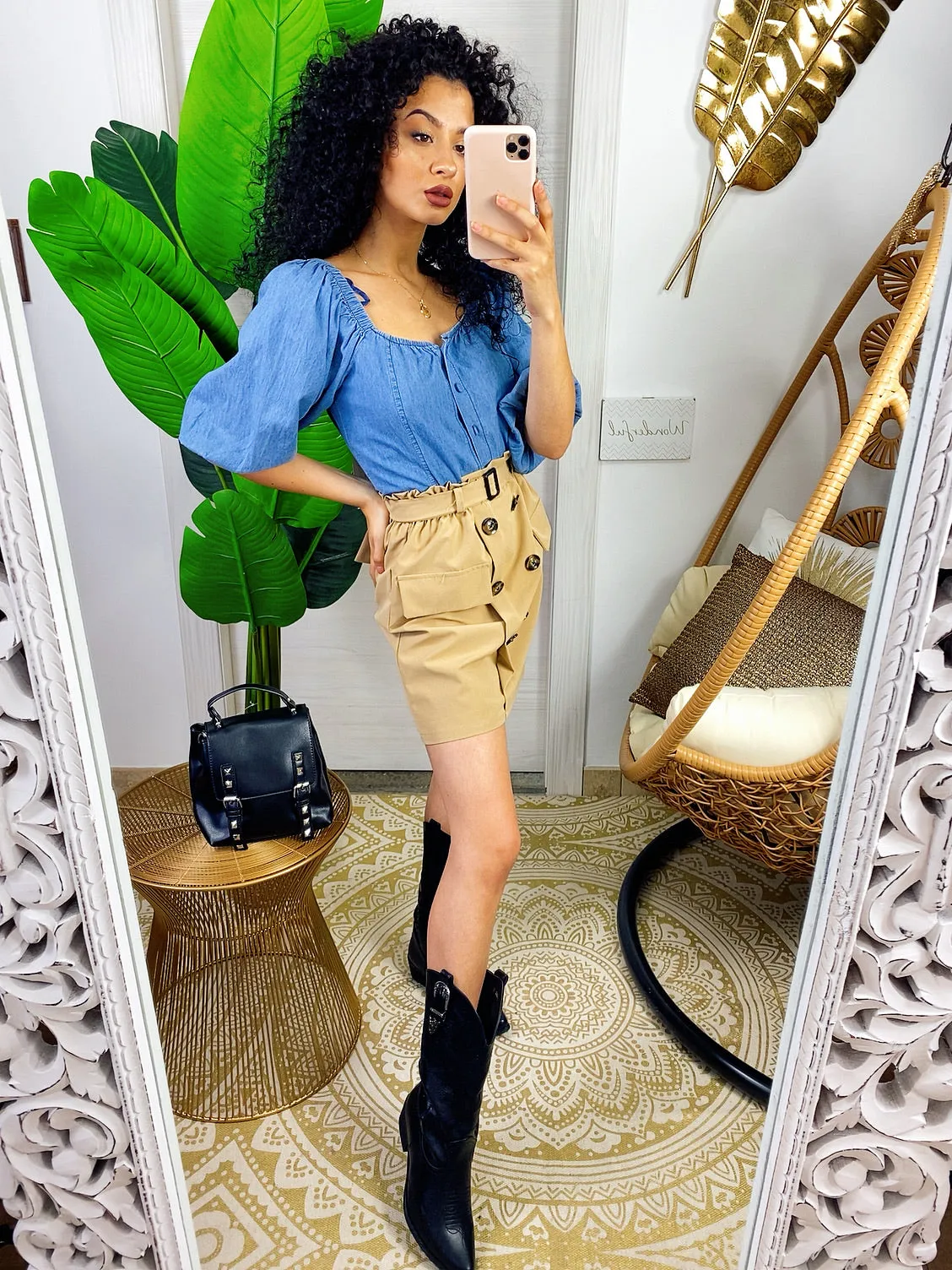 Magliettina in jeans con bottoni