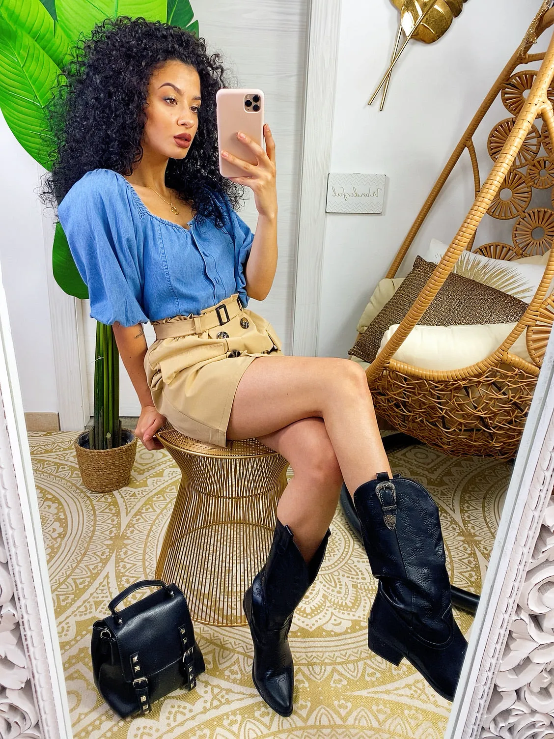 Magliettina in jeans con bottoni