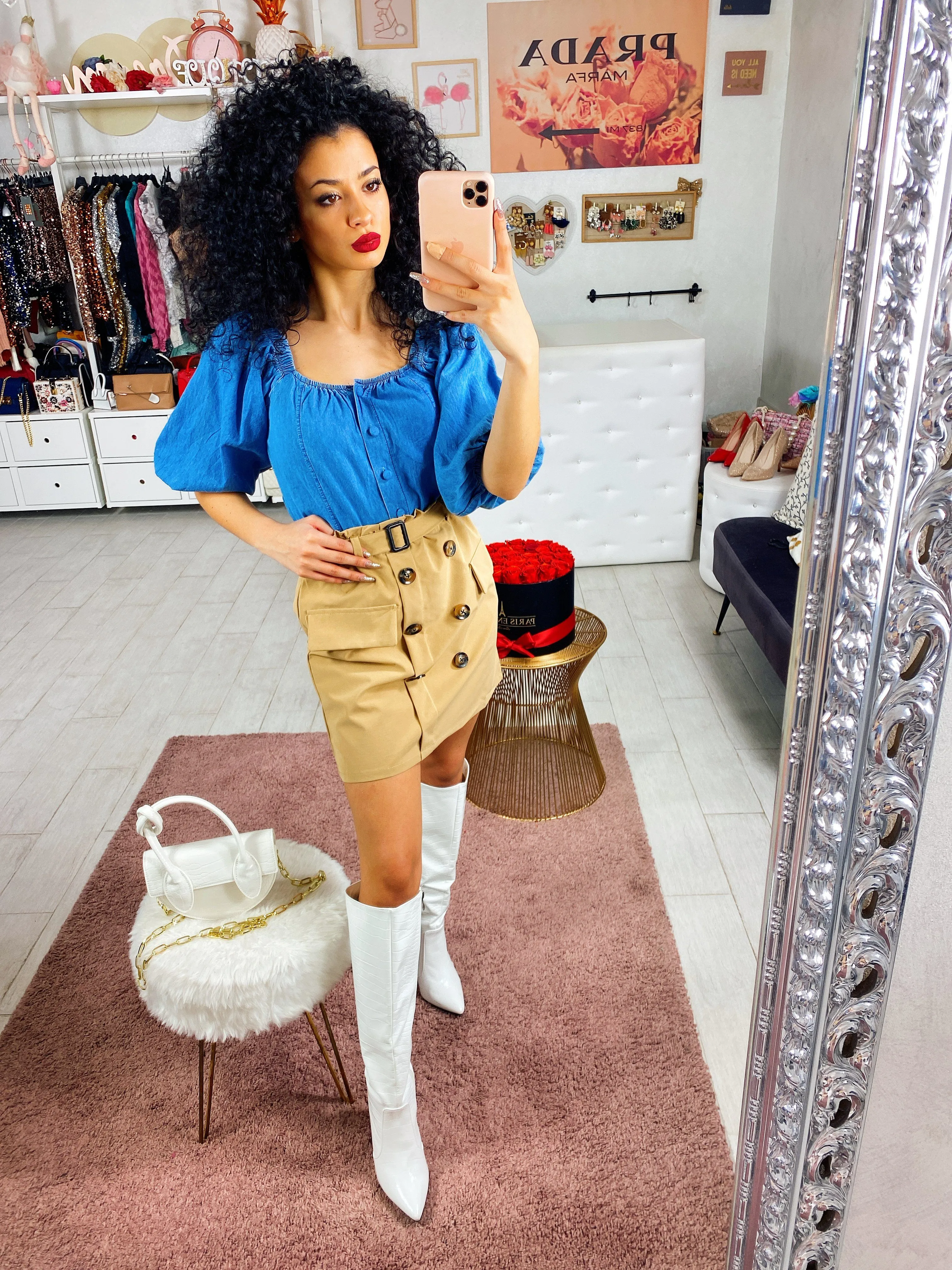 Magliettina in jeans con bottoni