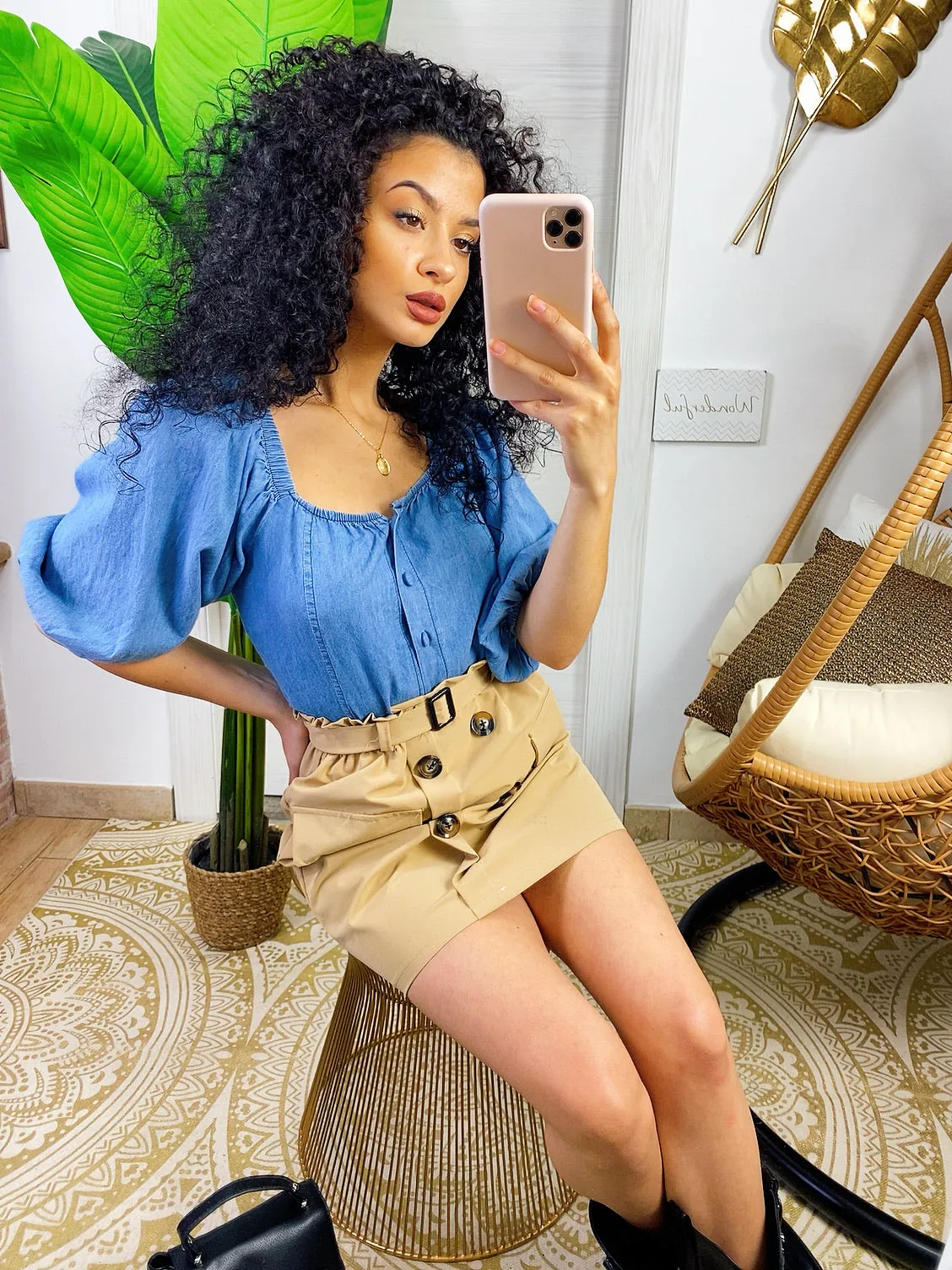 Magliettina in jeans con bottoni