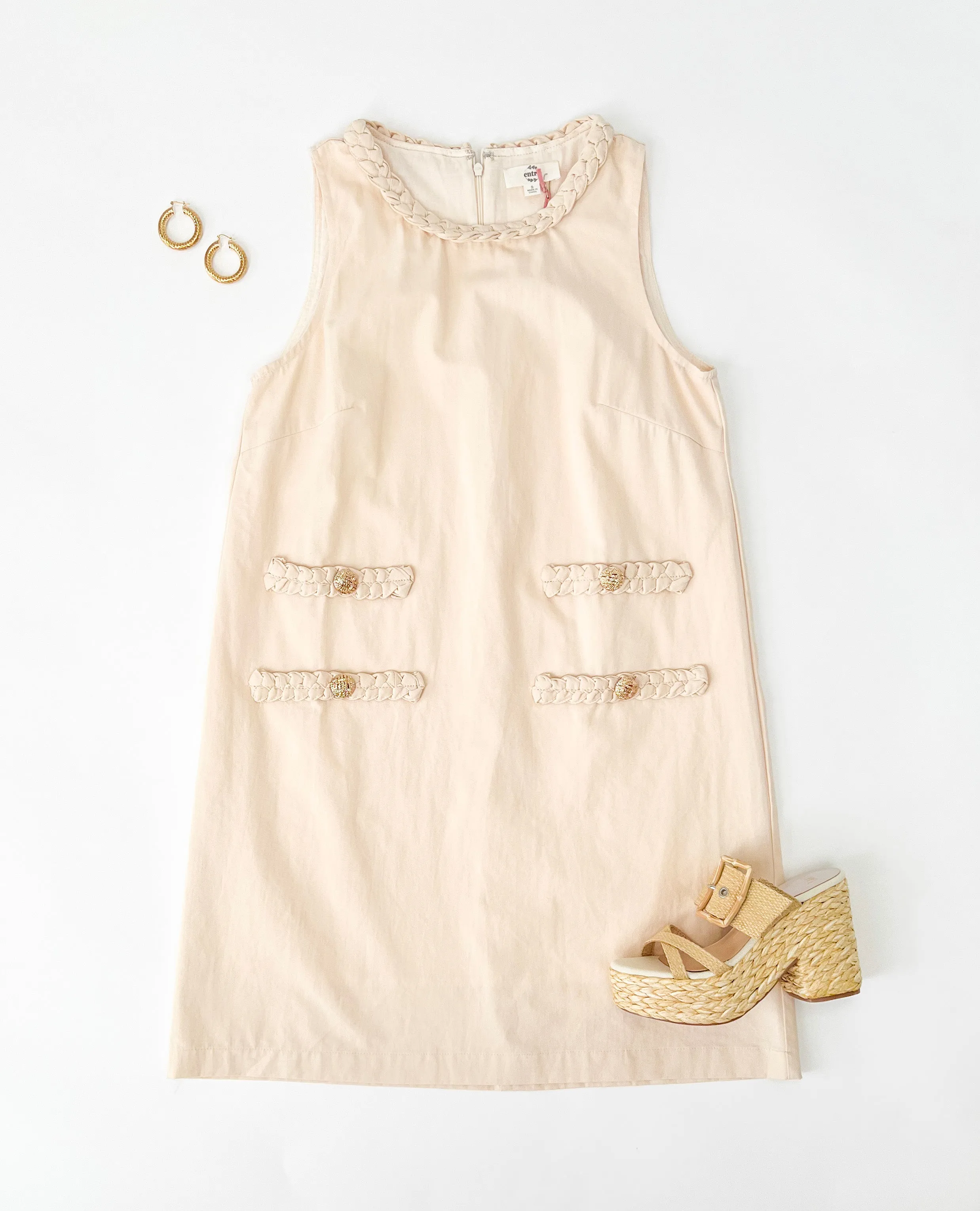 MAKE A COMEBACK ECRU SHIFT DRESS