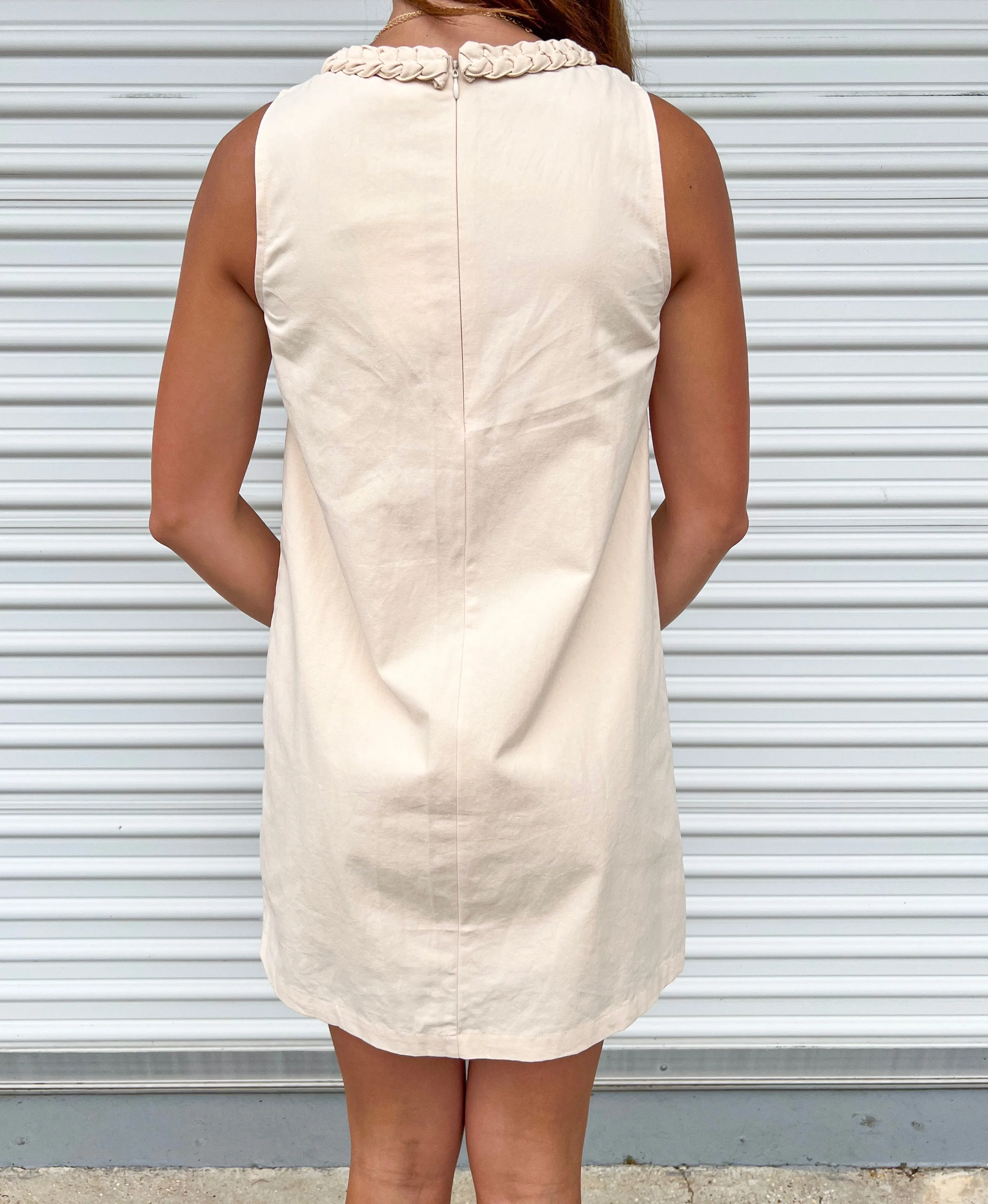 MAKE A COMEBACK ECRU SHIFT DRESS