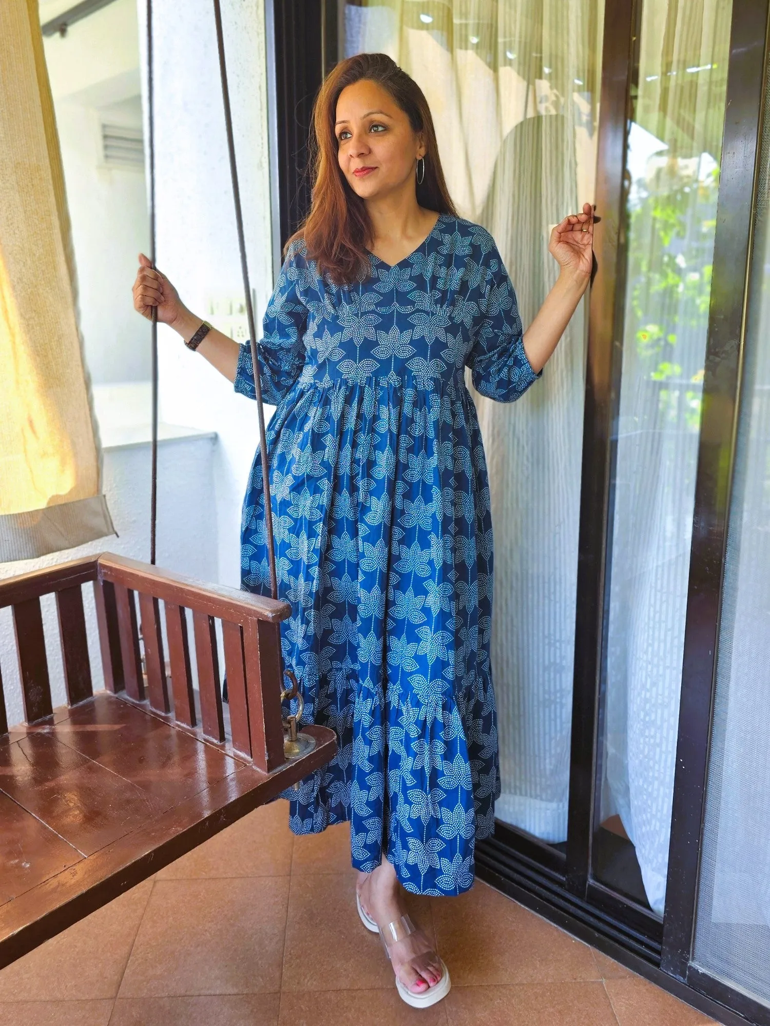 Meenal Blue Lotus Cotton Dress