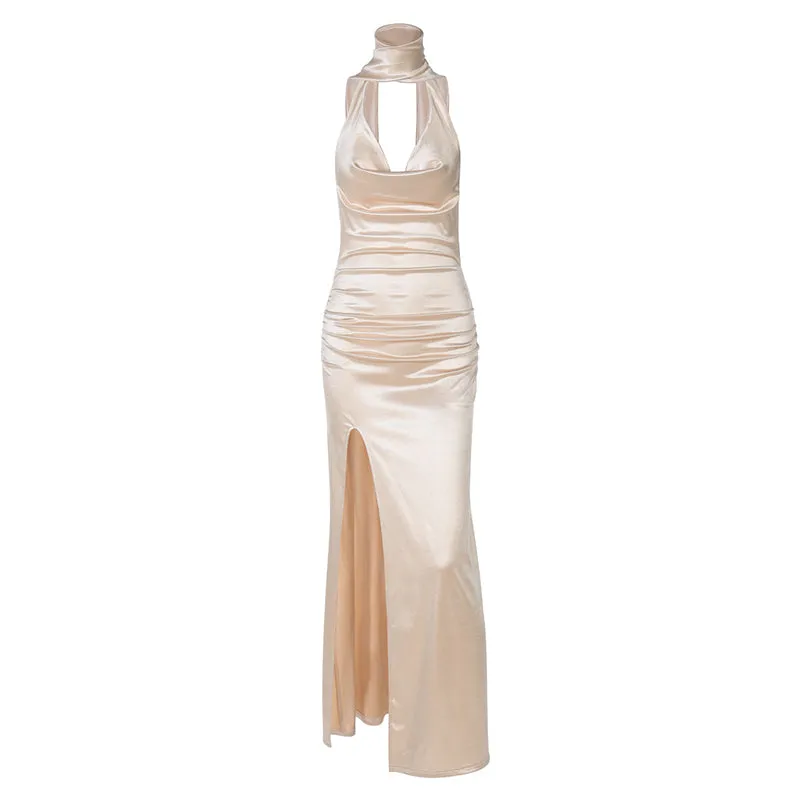 Melissa V-neck Sleeveless Thigh Split Maxi Dress