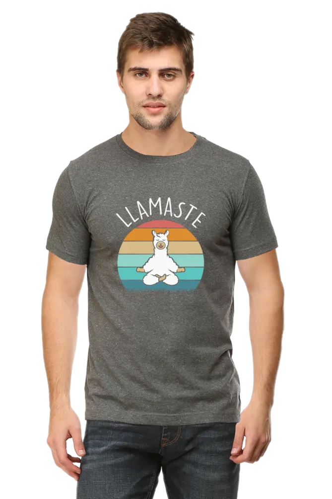 Men Half Sleeves Classic T-Shirt - Lama Yoga Pose Meditation